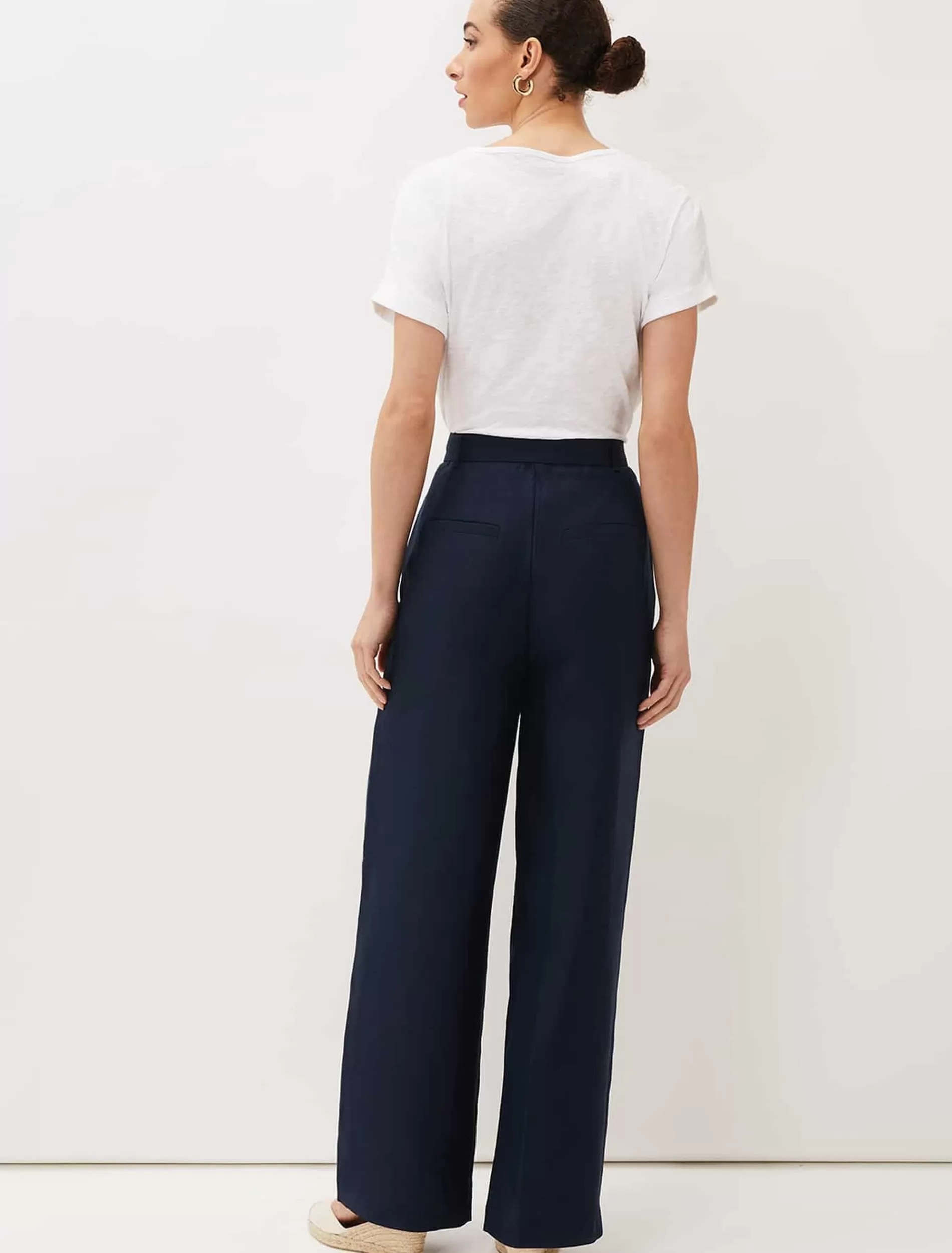 Phase Eight Aaliyah Linen Belted Wide Leg Trouser Navy Cheap