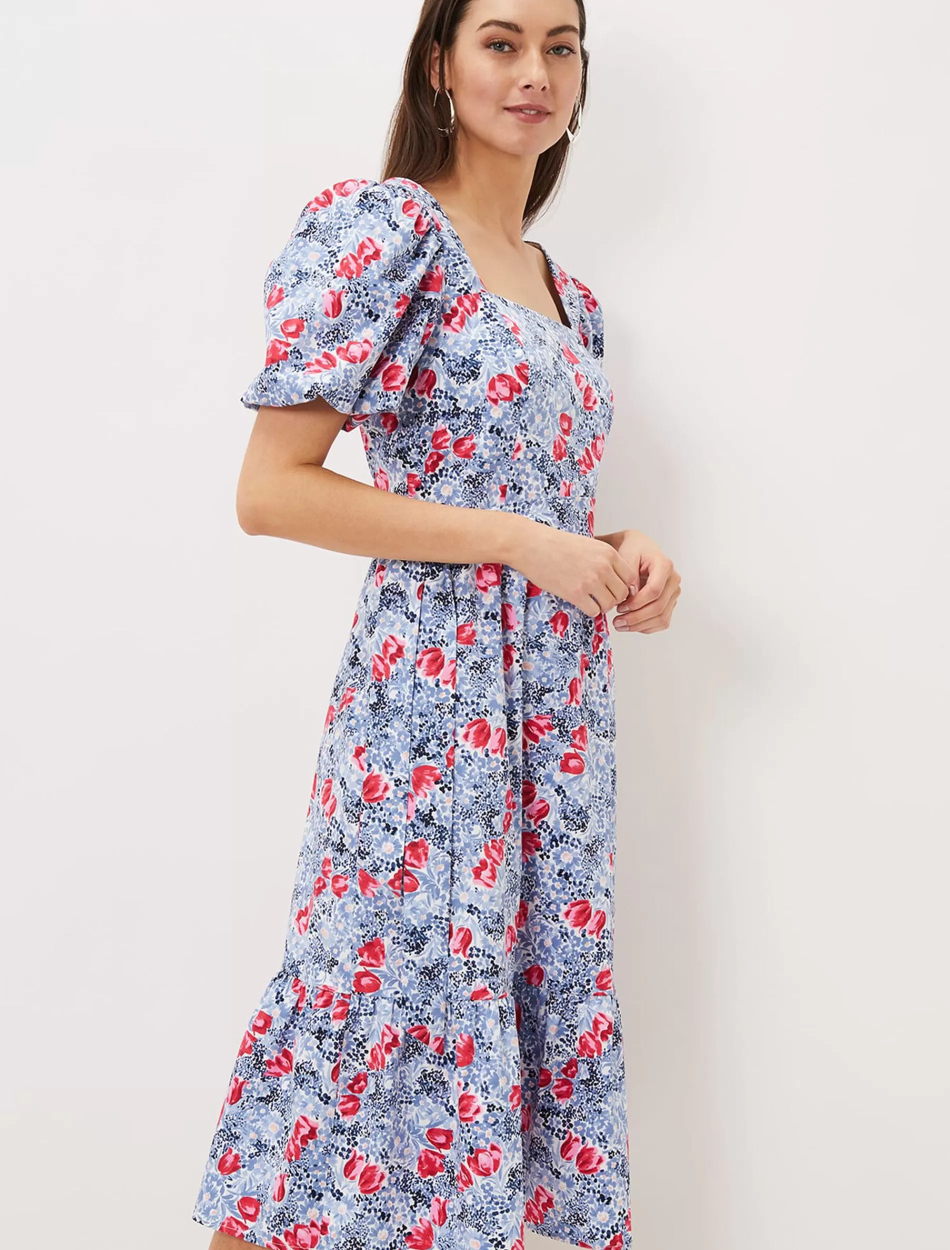 Phase Eight Abbiana Cotton Floral Midi Dress Multi-Coloured Best