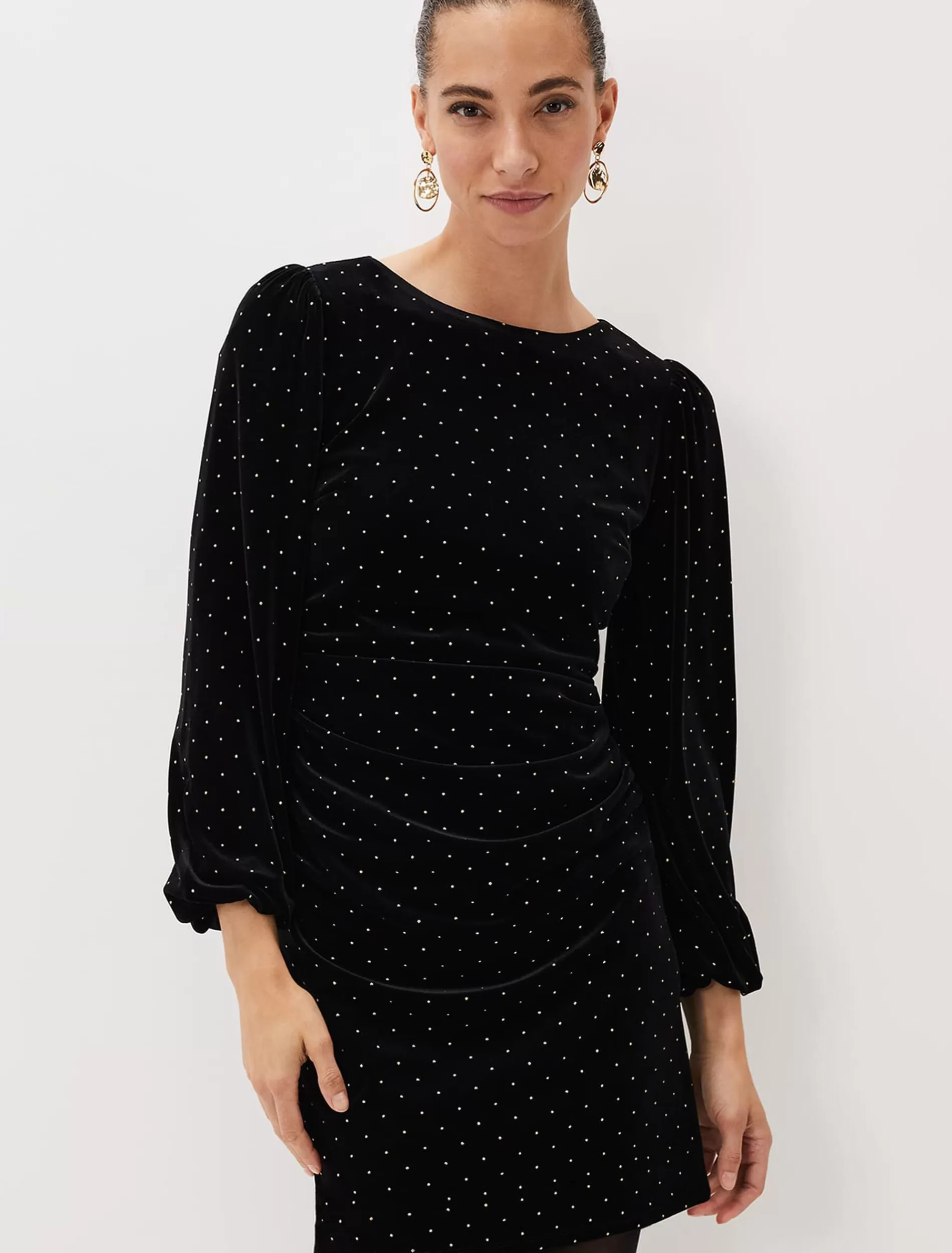 Phase Eight Adele Studded Velvet Mini Dress Black New