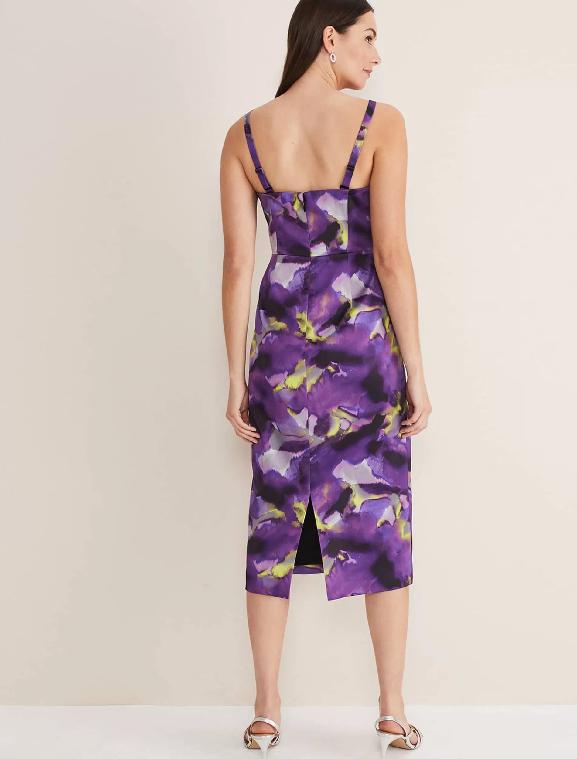 Phase Eight Adelita Abstract Print Dress Purple Multi Discount