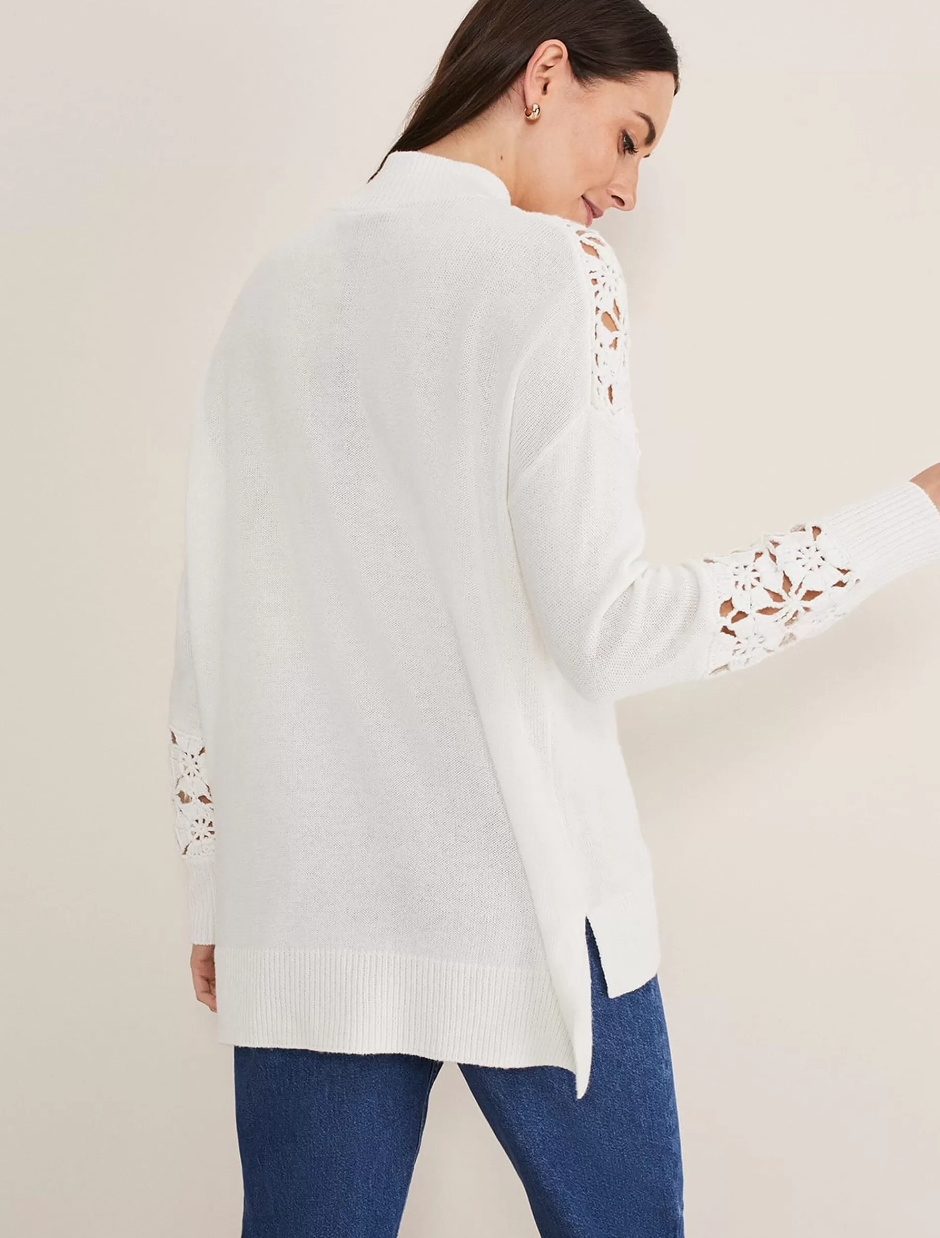 Phase Eight Adley Crochet Knit Winter White Sale