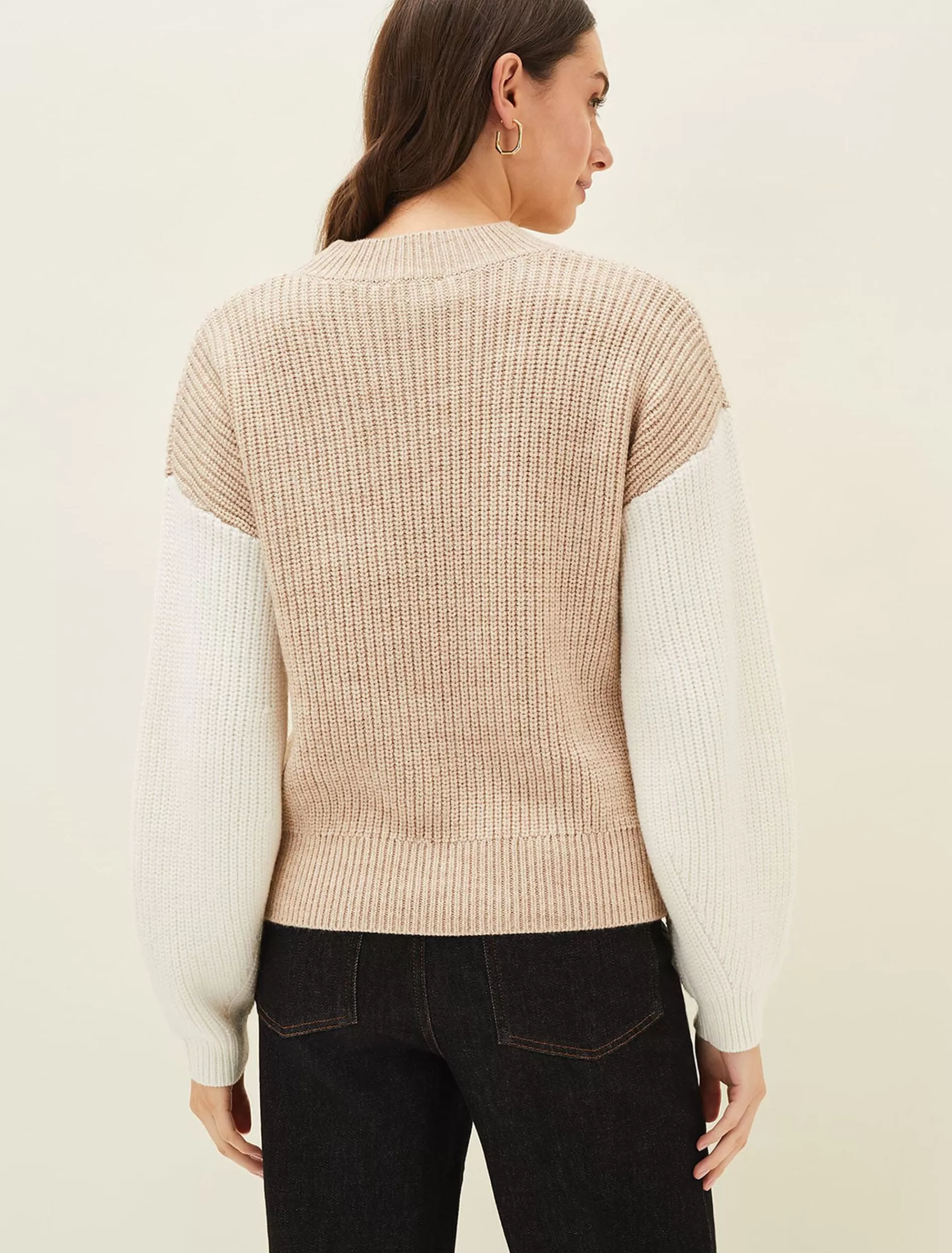 Phase Eight Adora Colourblock Chunky Jumper Oatmeal Fashion