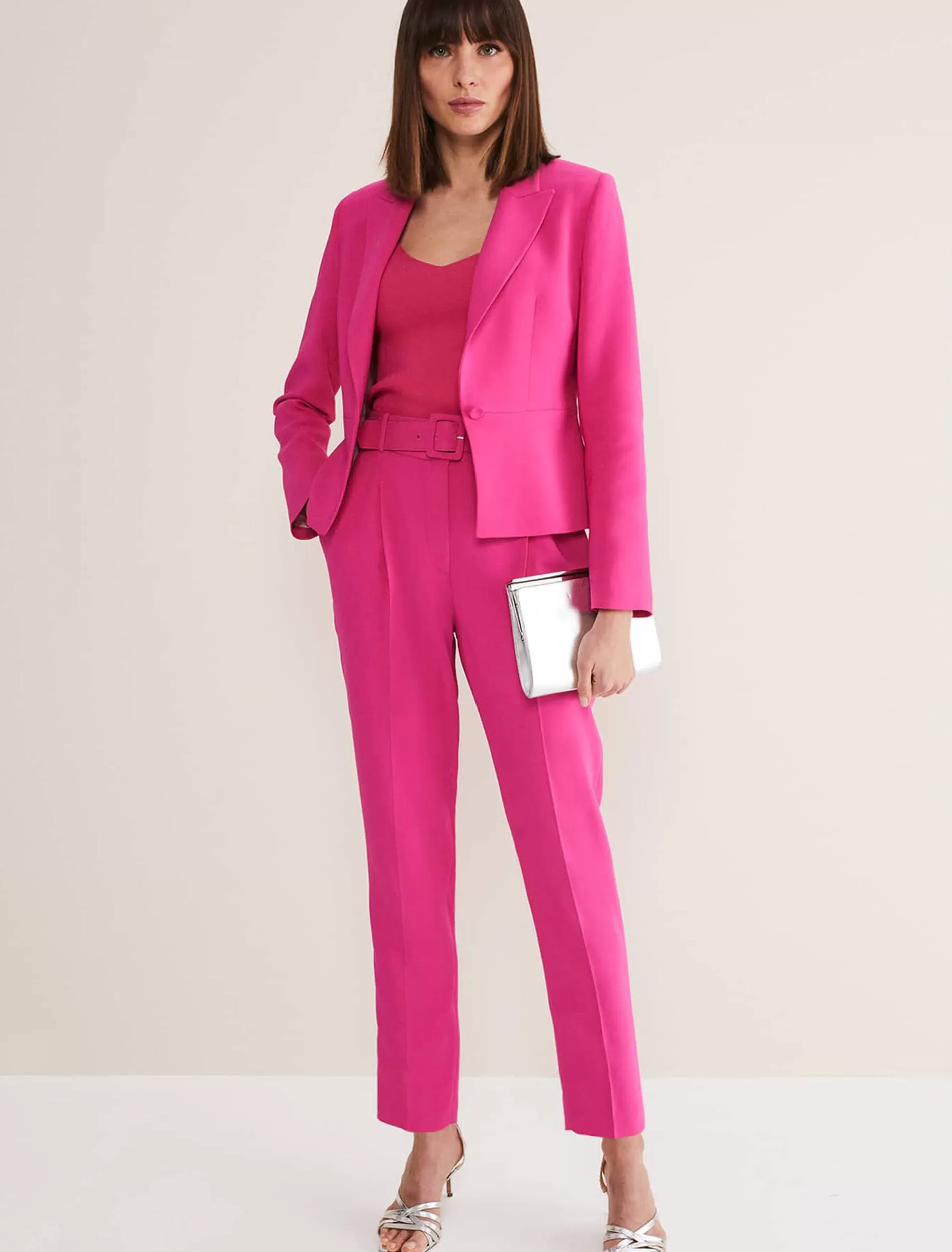 Phase Eight Adria Belted Cigarette Trousers Hot Pink Store