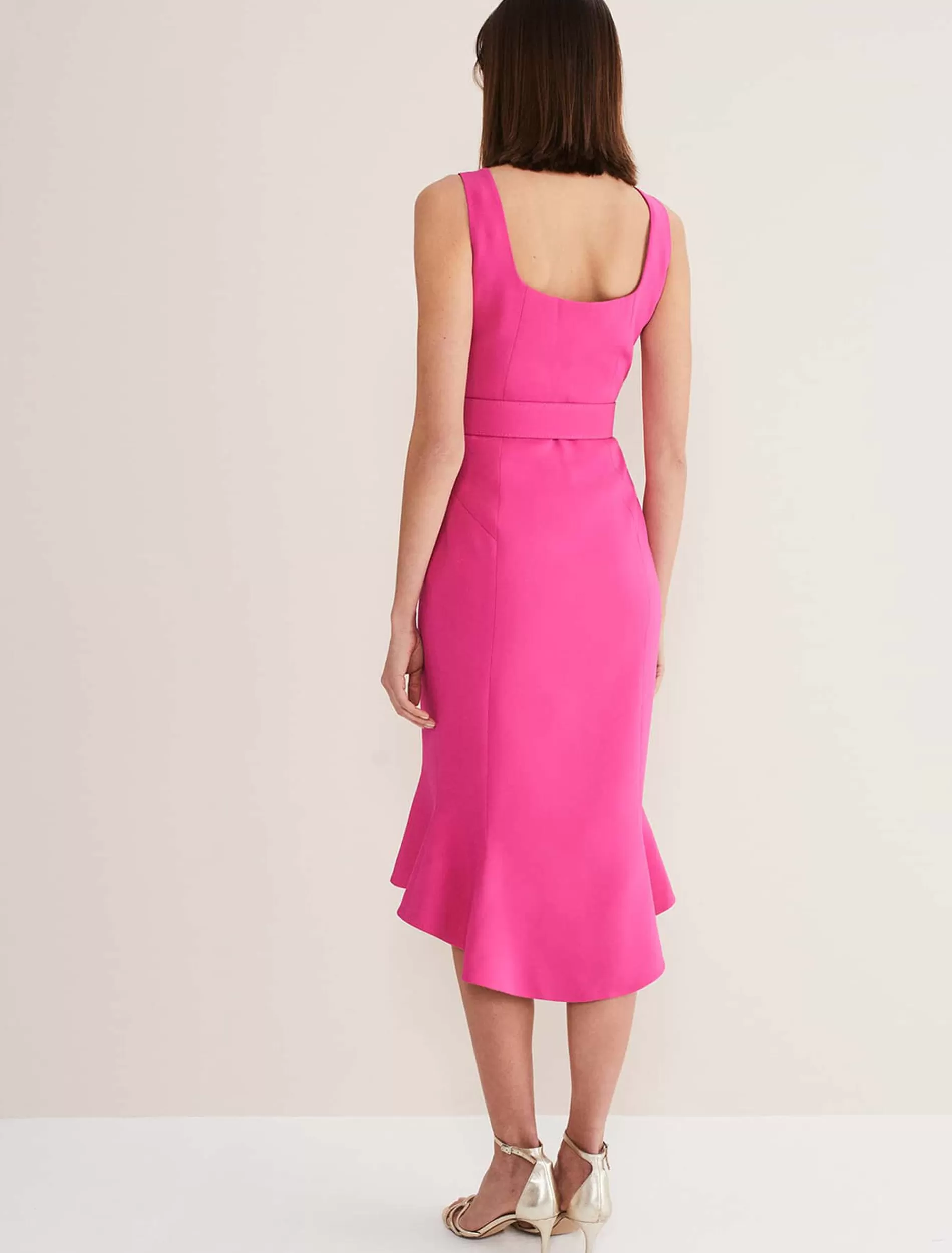 Phase Eight Adria Pink Fitted Midi Dress Hot Pink Cheap