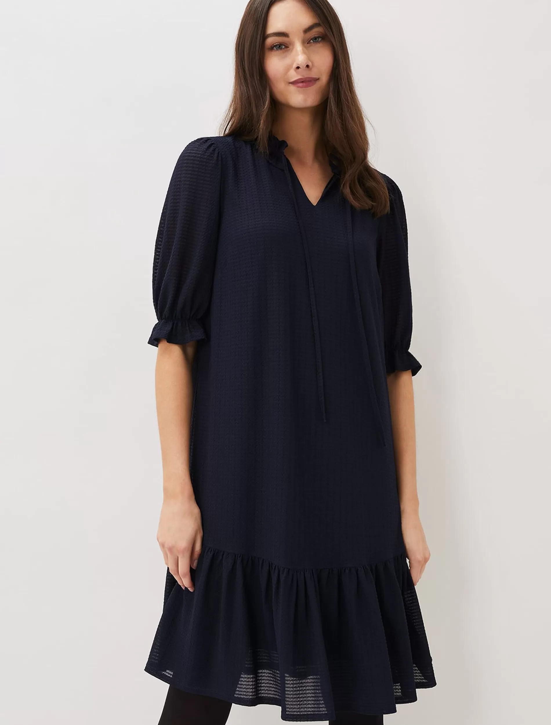 Phase Eight Aerin Textured Swing Dress Navy Hot