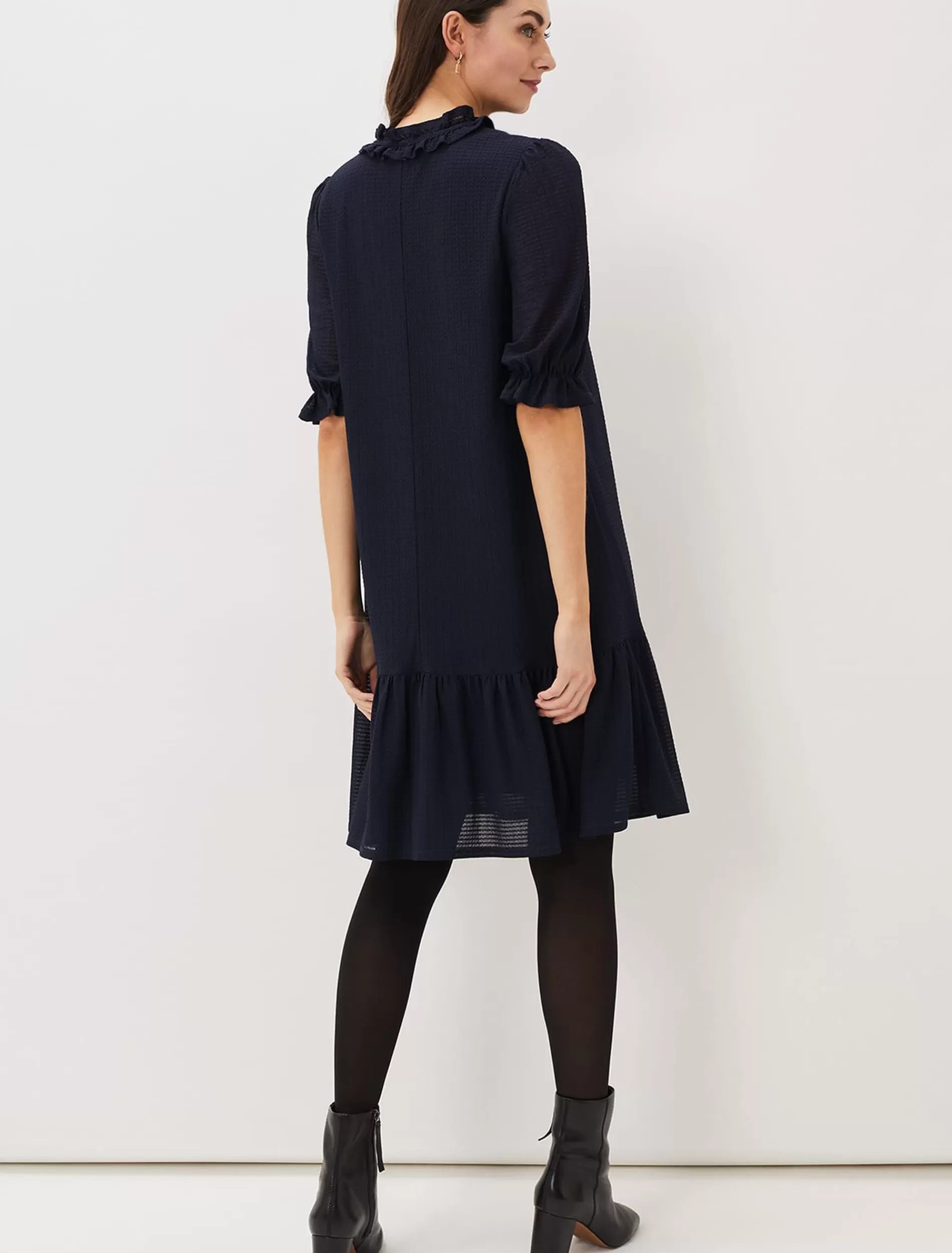 Phase Eight Aerin Textured Swing Dress Navy Hot