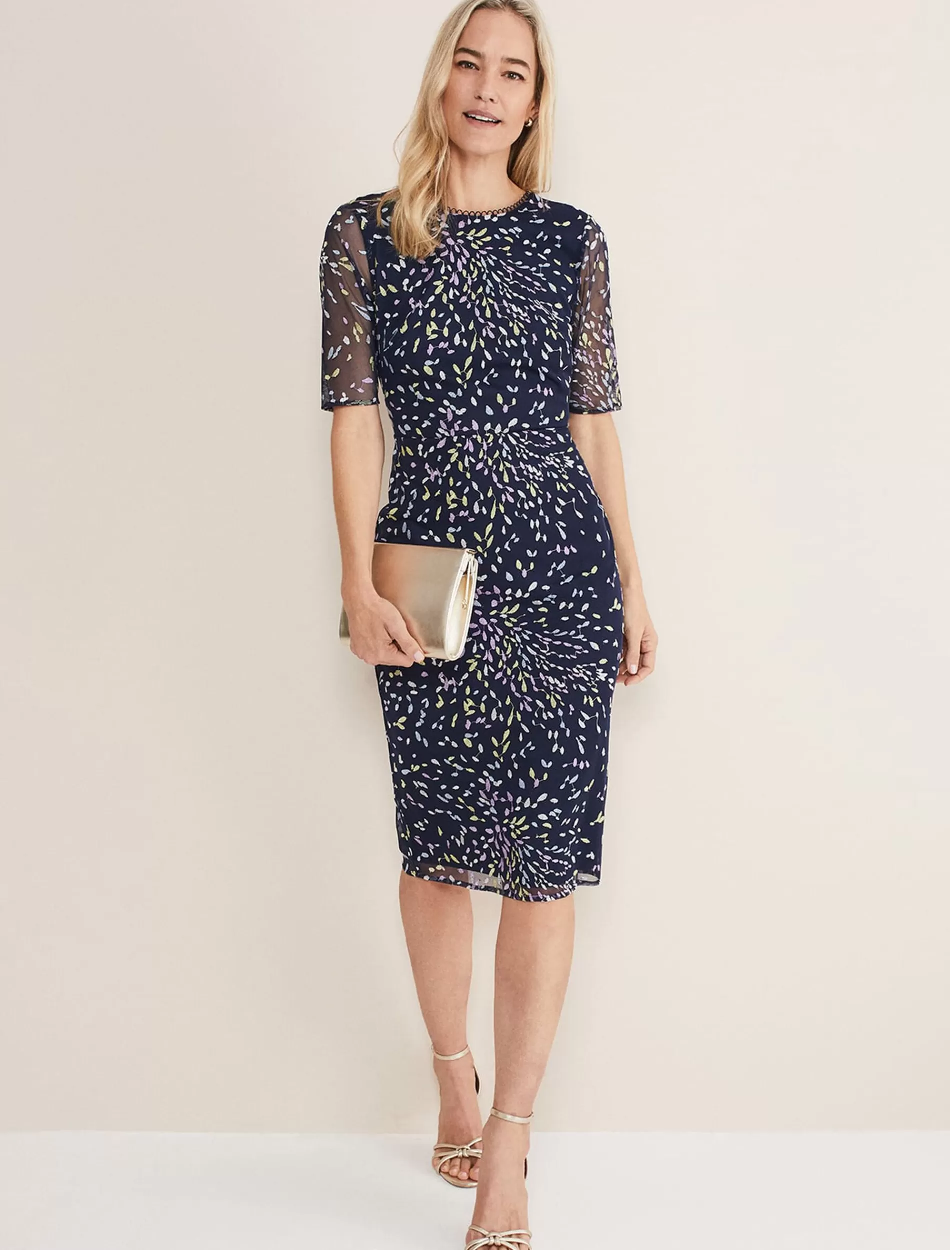 Phase Eight Aileena Embroidered Dress Navy/Multi Discount