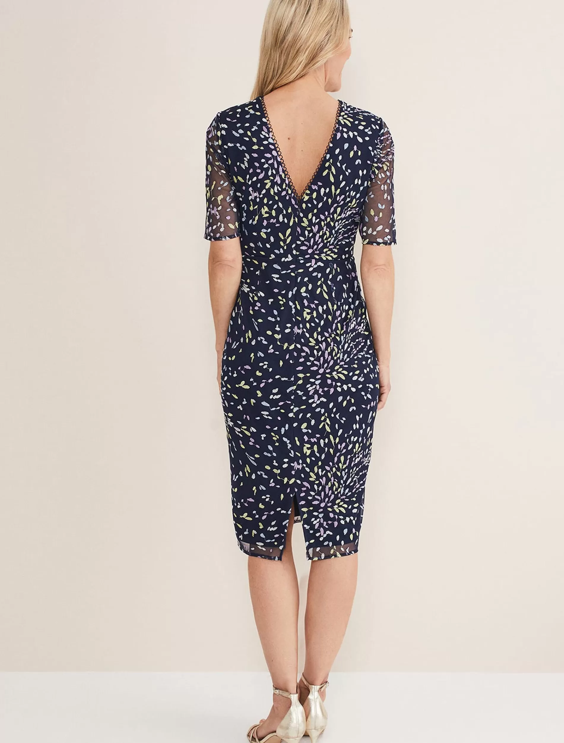 Phase Eight Aileena Embroidered Dress Navy/Multi Discount