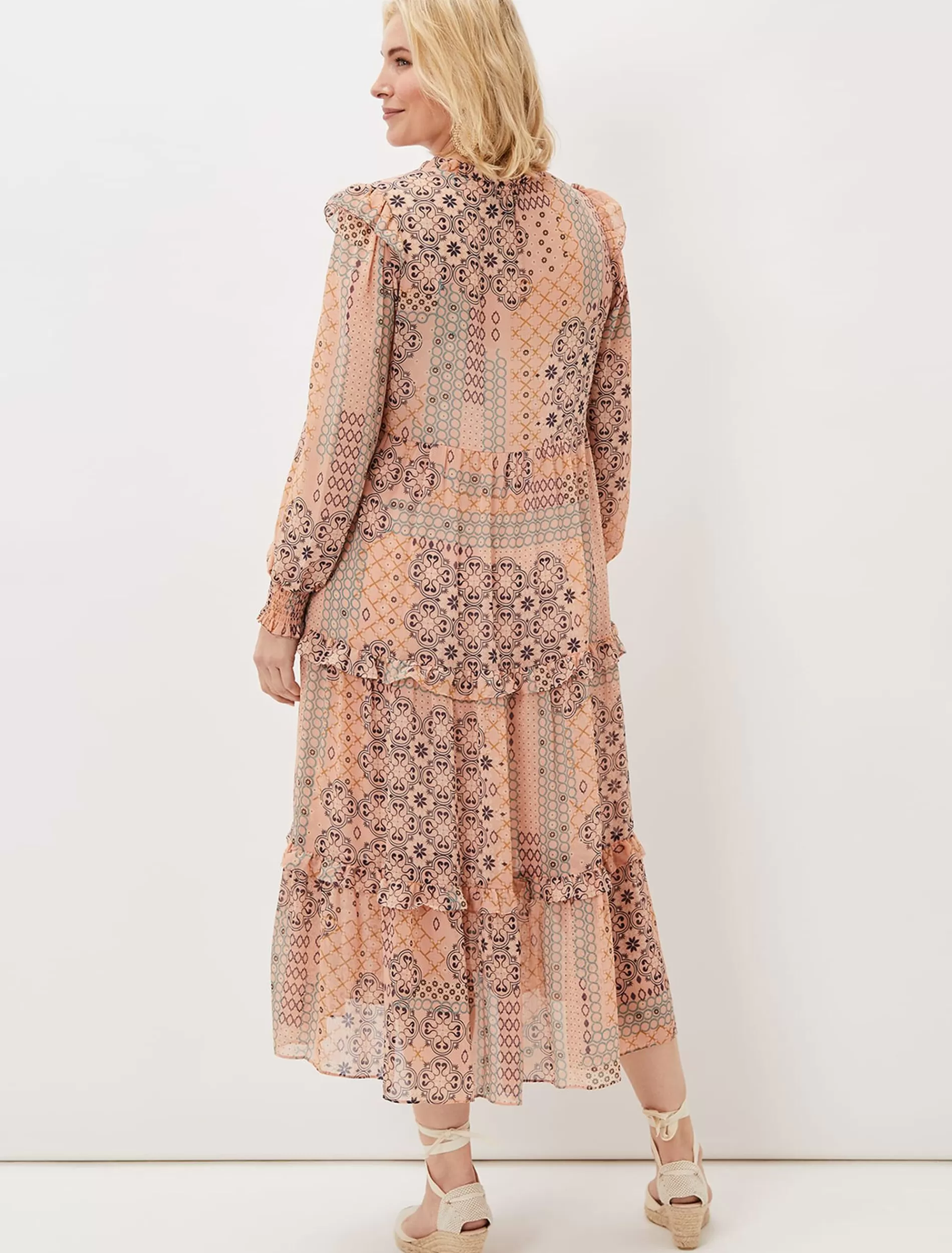 Phase Eight Ailsa Geometric Print Chiffon Midi Dress Pink Multi Best