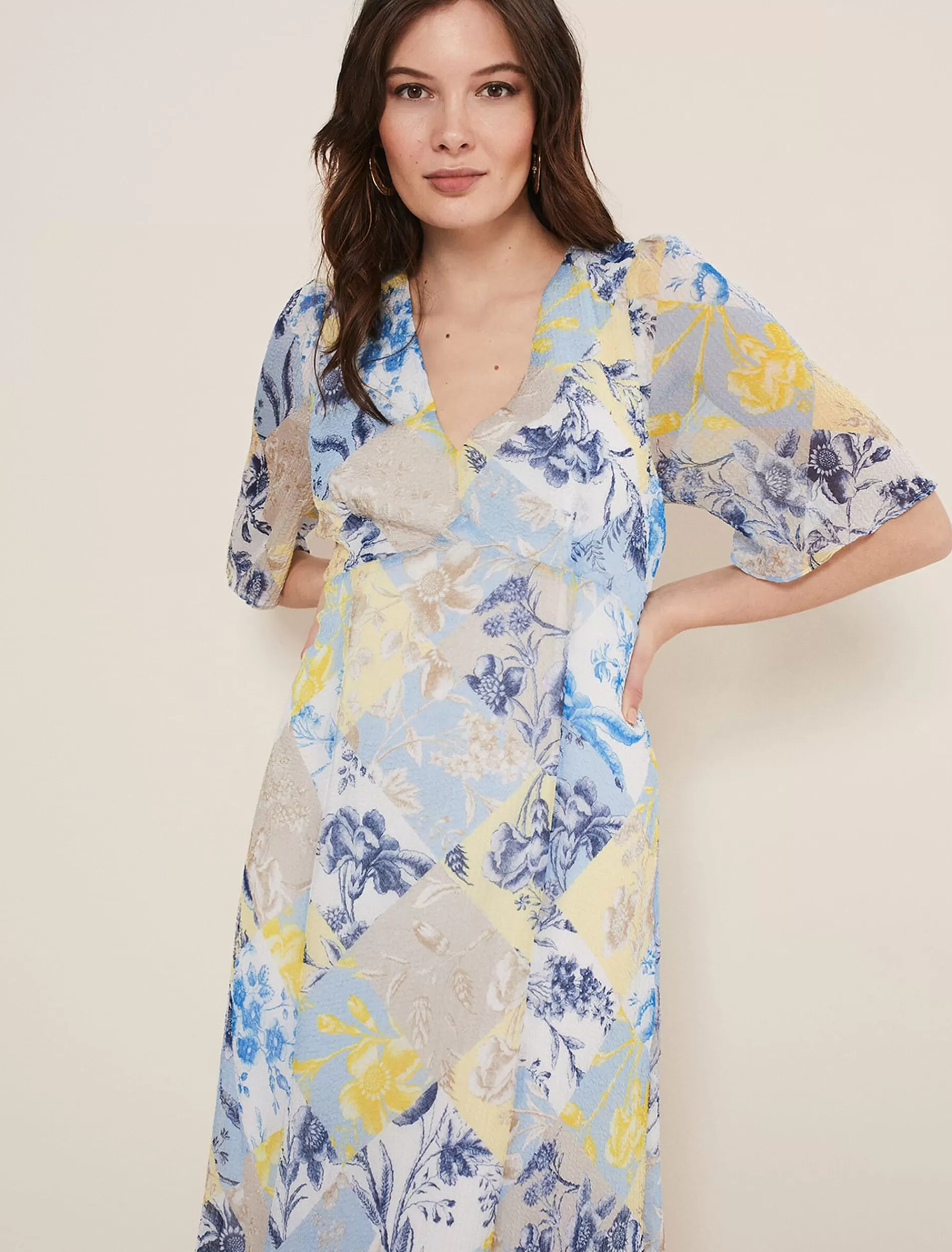 Phase Eight Akia Patchwork Dress Blue Fashion