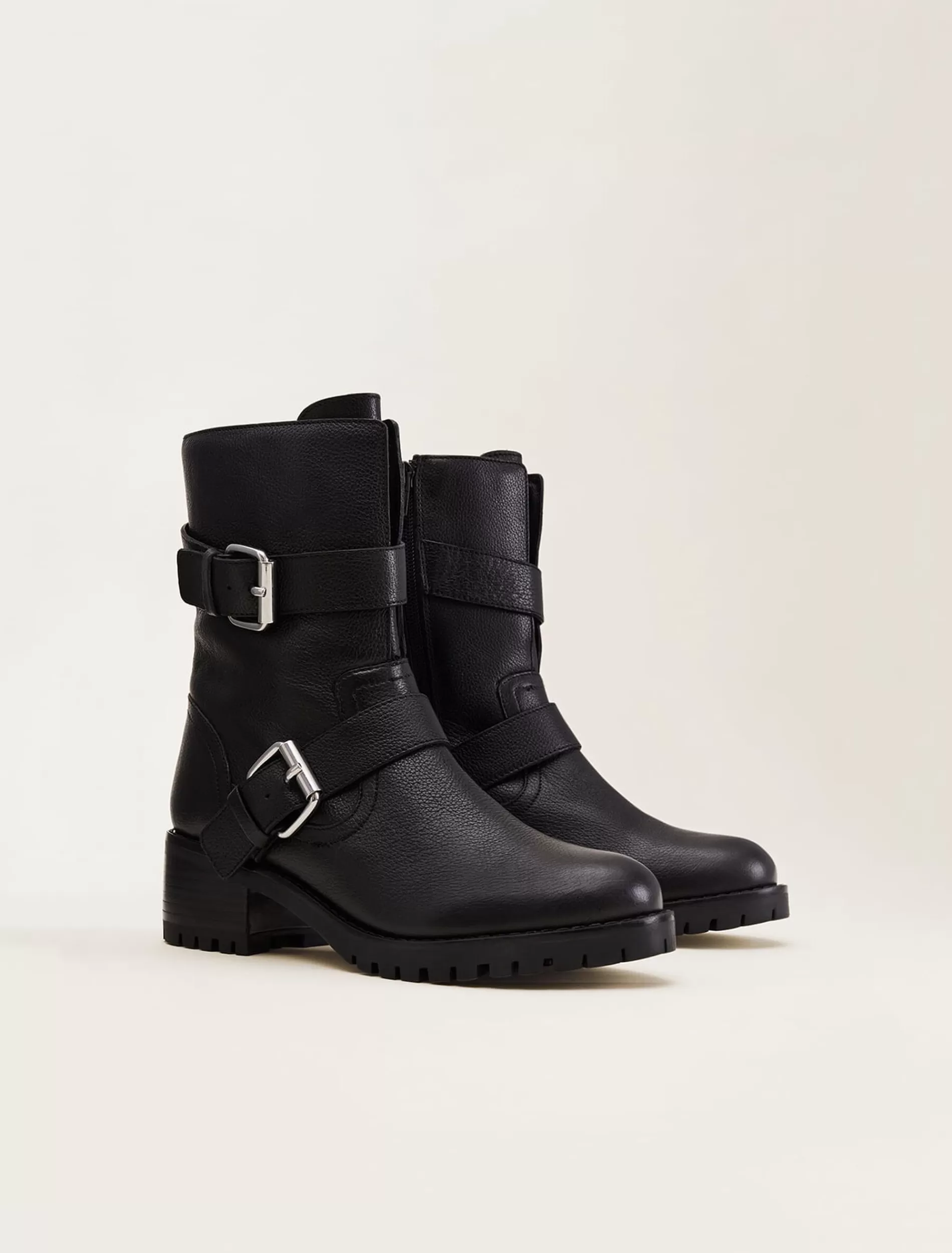 Phase Eight Alaska Leather Biker Boots Black Hot