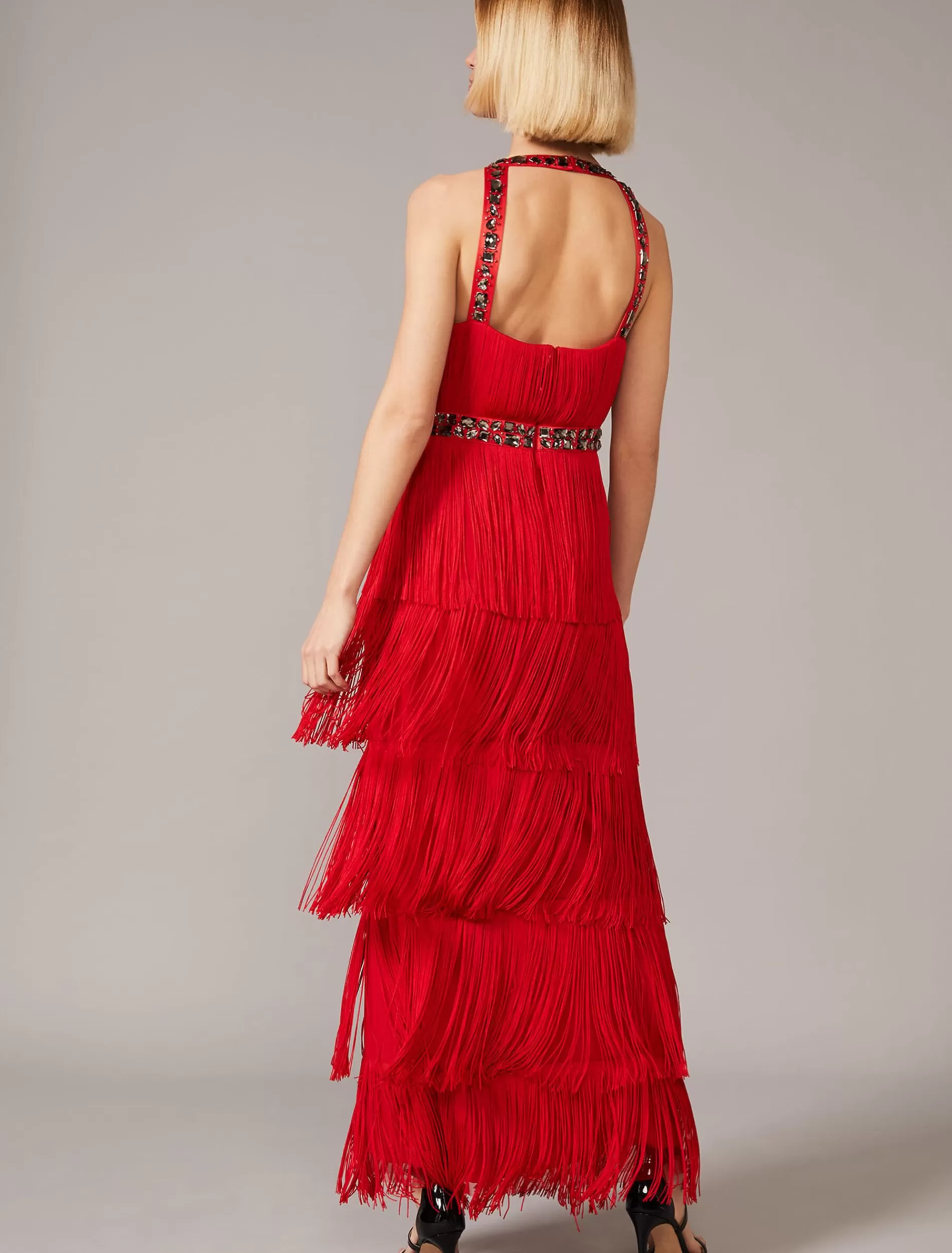 Phase Eight Albertina Fringe Maxi Dress Scarlet Best