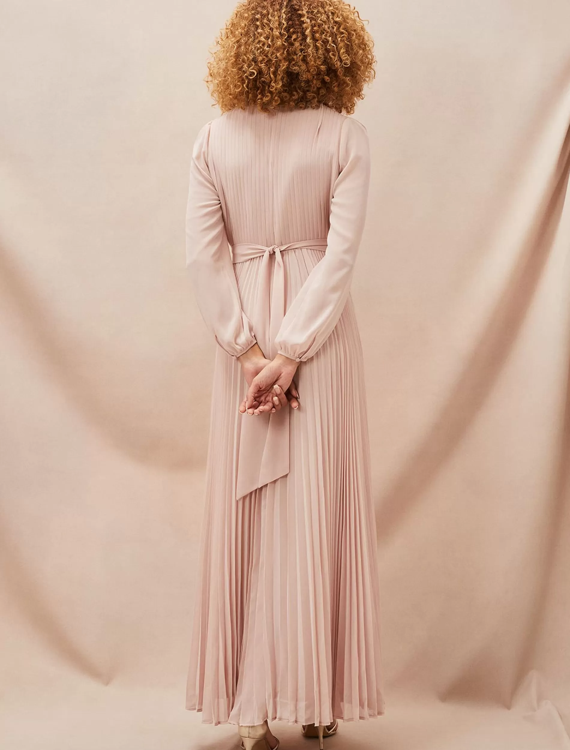 Phase Eight Alecia Pleated Chiffon Maxi Dress Antique Rose Discount