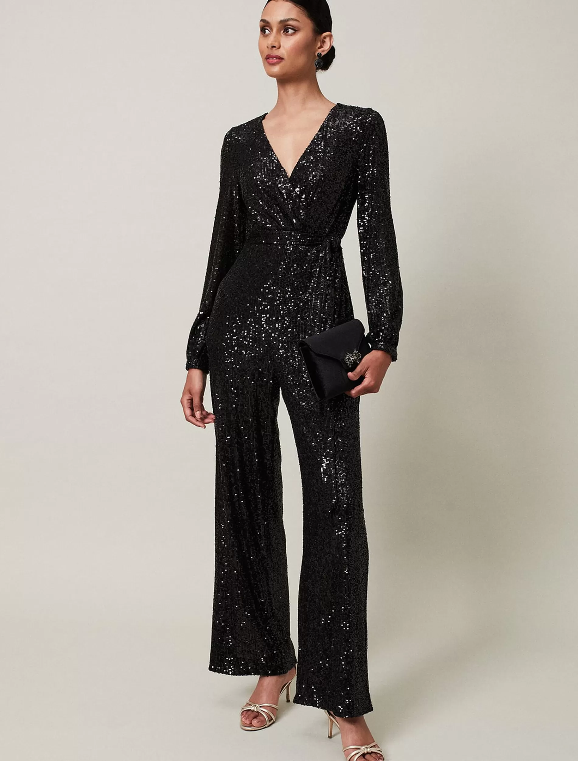 Phase Eight Alessandra Sequin Jumpsuit Black Cheap