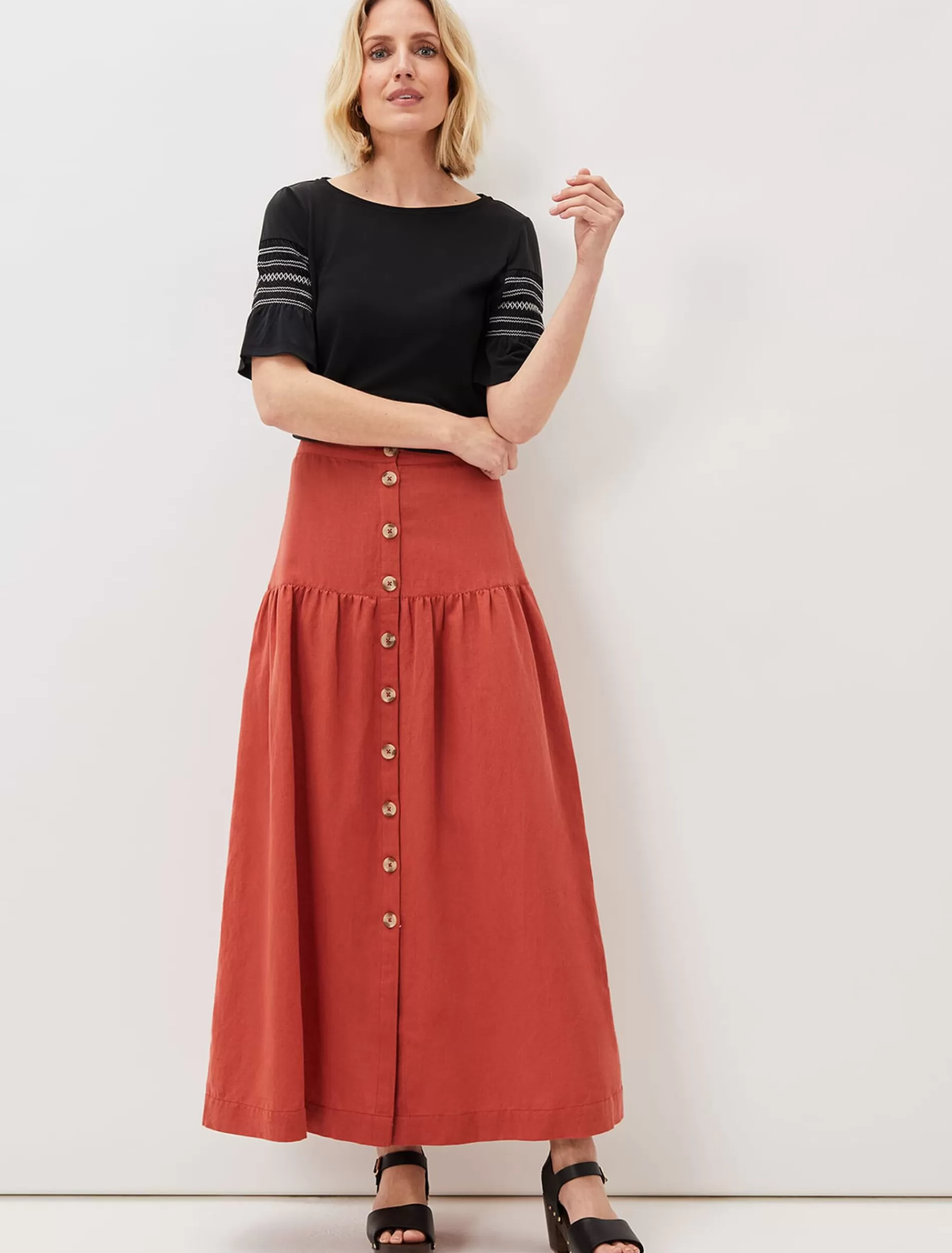 Phase Eight Alessia Linen Maxi Skirt Terracotta Cheap