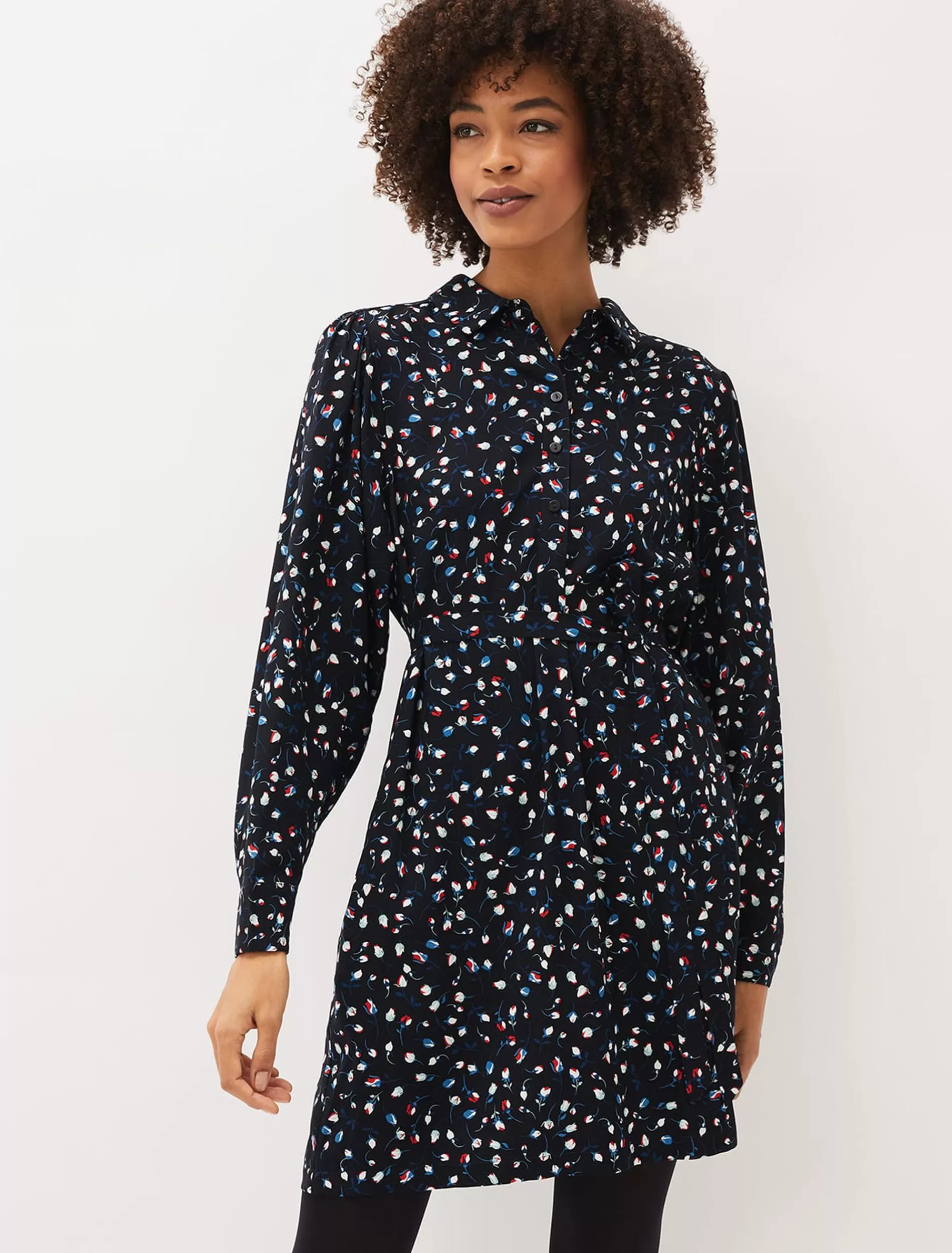 Phase Eight Alexandra Ditsy Print Shirt Dress Navy/Ivory Flash Sale