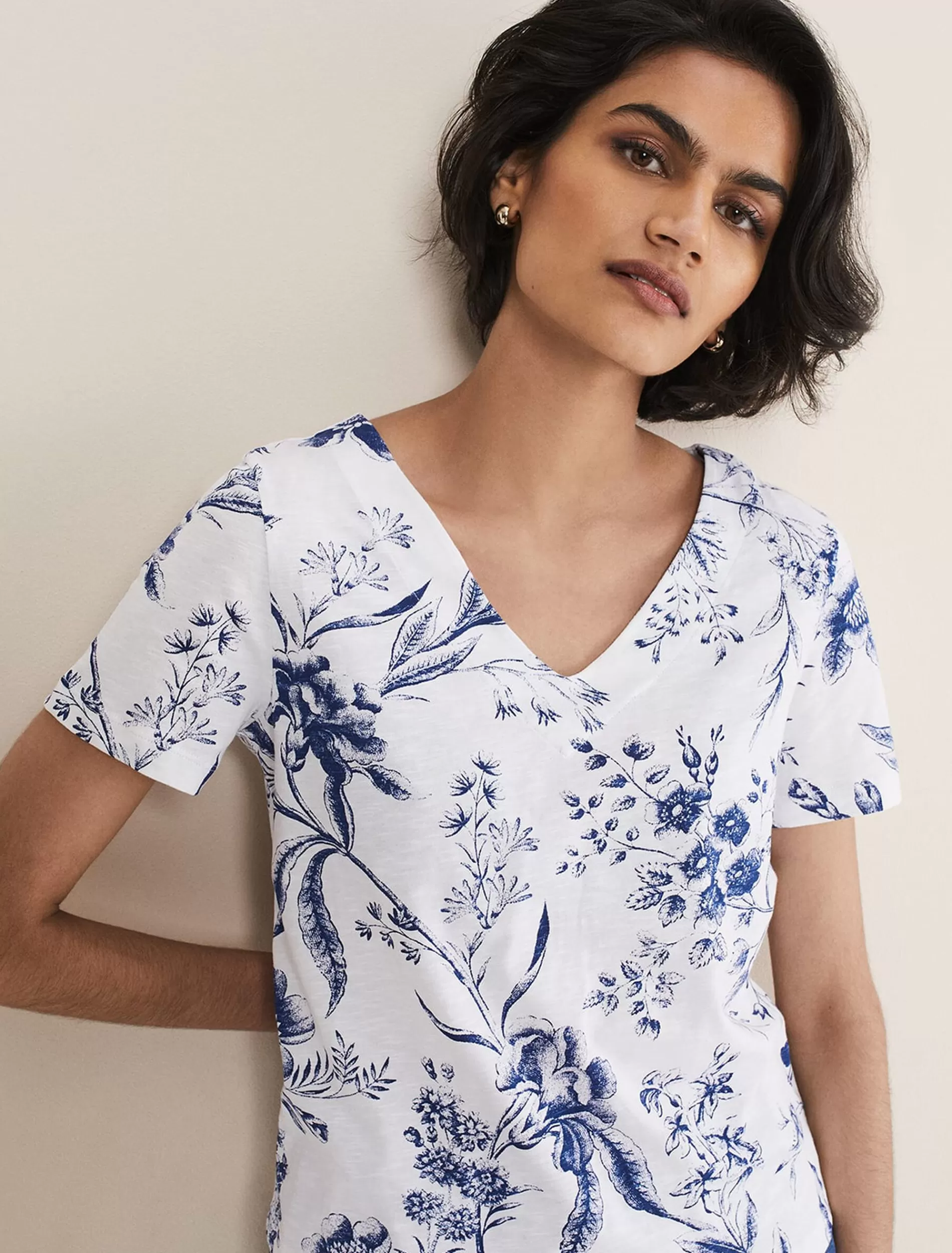 Phase Eight Alice Floral Top Blue/White Clearance