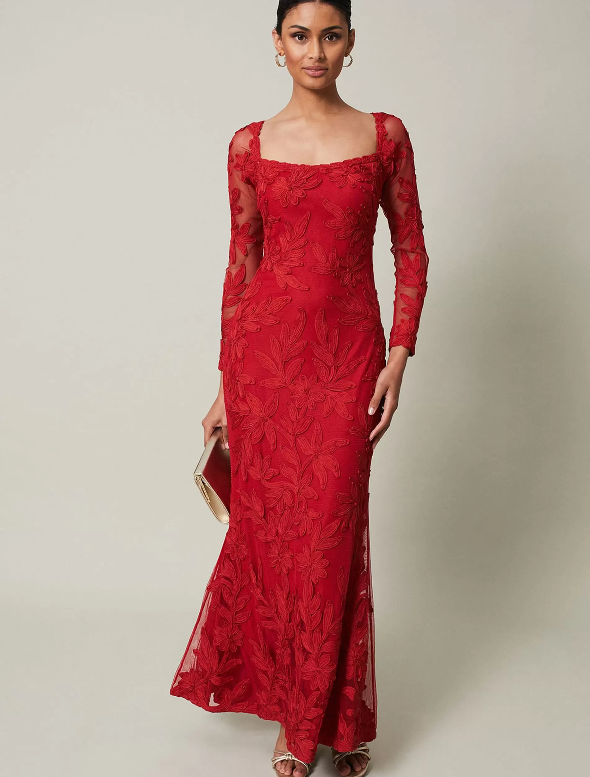 Phase Eight Alicia Tapework Maxi Dress Scarlet Cheap