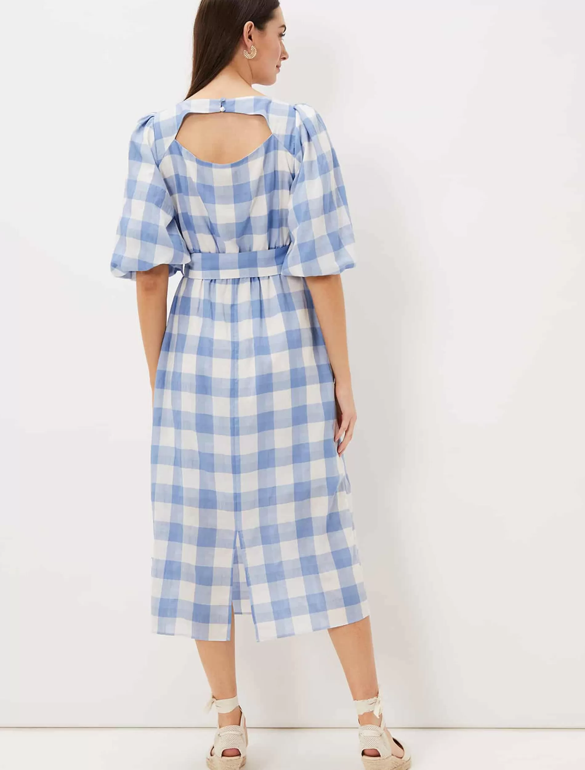 Phase Eight Alina Check Midi Dress Blue/White Fashion