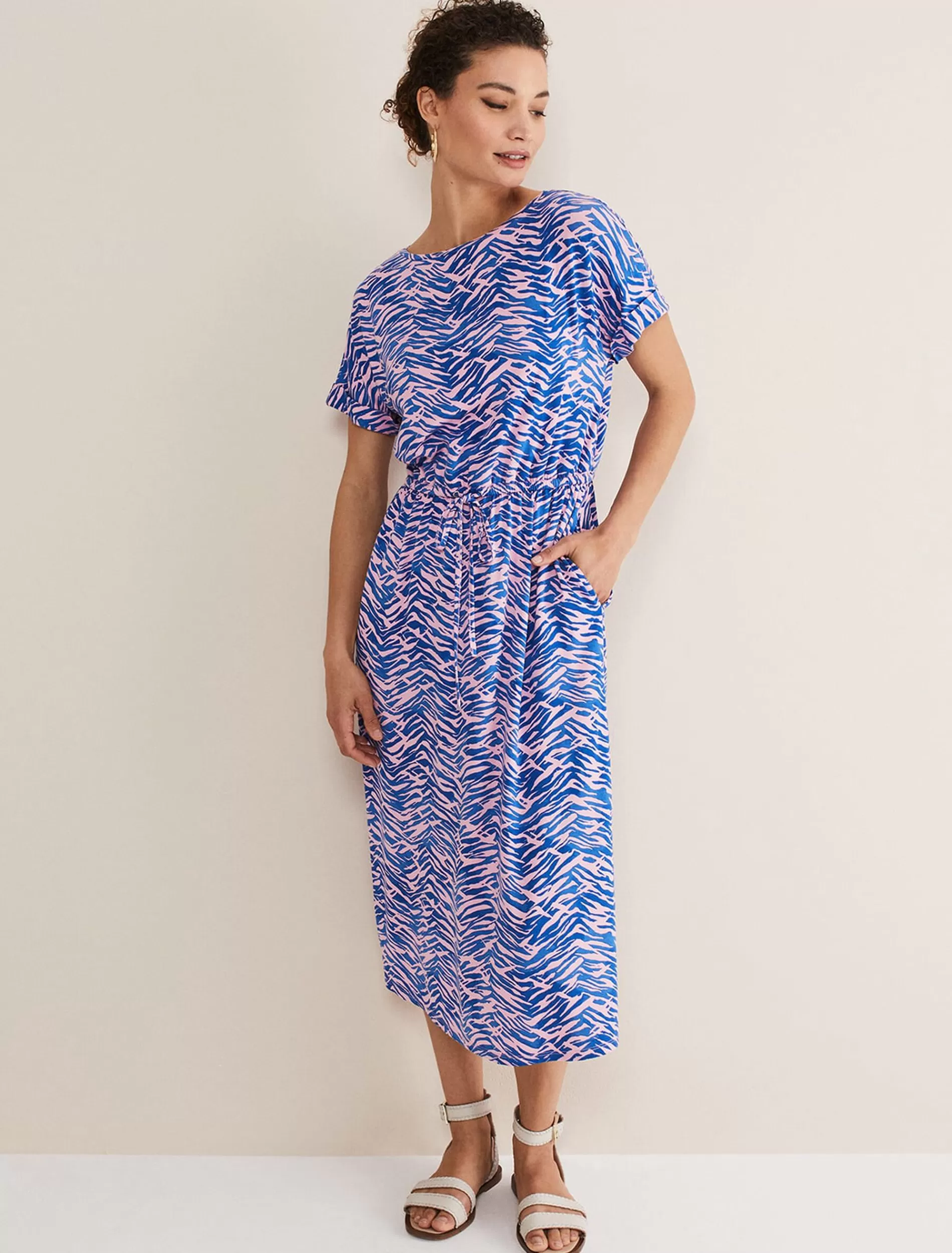 Phase Eight Alina Zebra Print Jersey Dress Pink/Blue Fashion