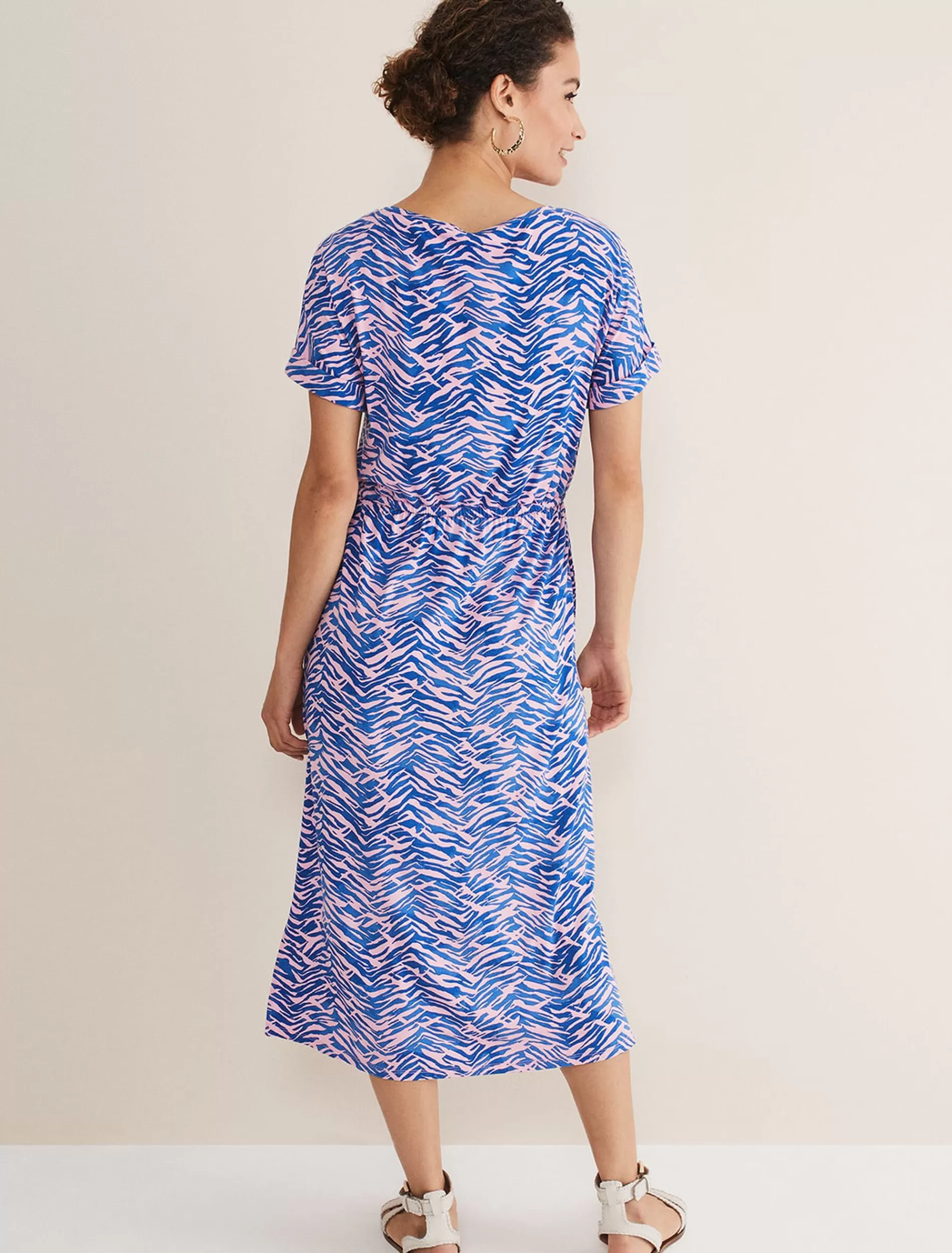 Phase Eight Alina Zebra Print Jersey Dress Pink/Blue Fashion