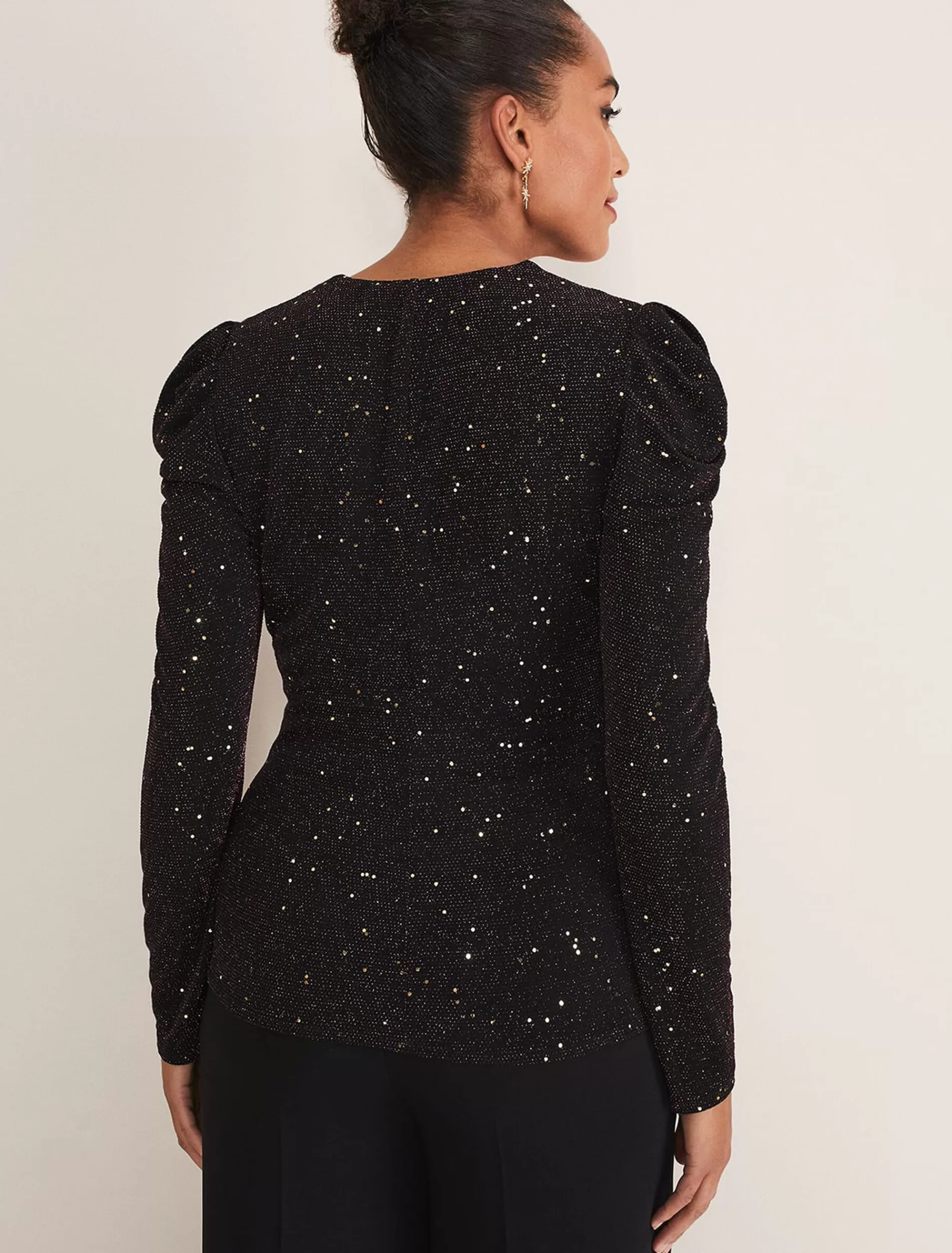 Phase Eight Alinna Shimmer Wrap Top Black/Burgandy Cheap