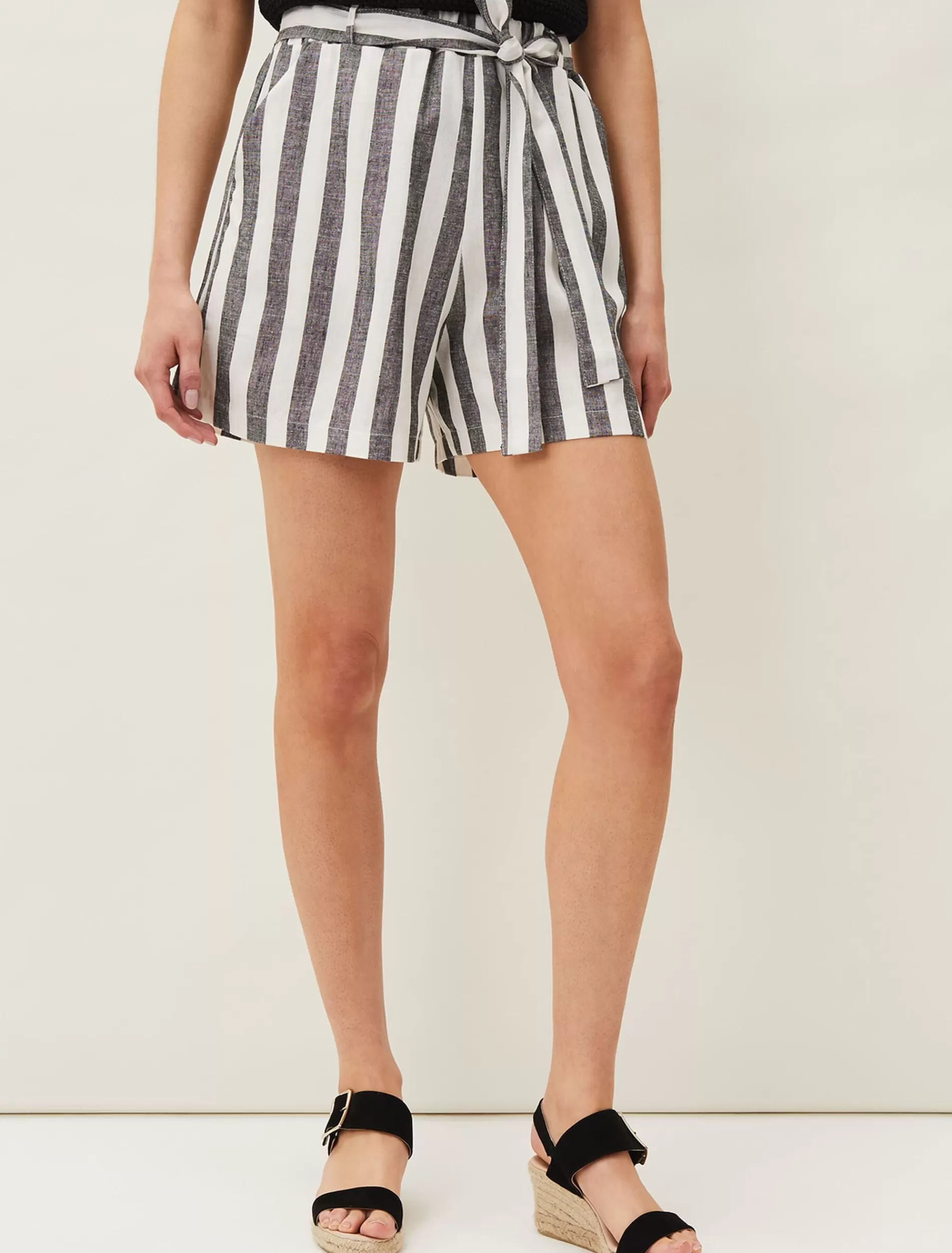 Phase Eight Alison Stripe Linen Short White/Grey Shop