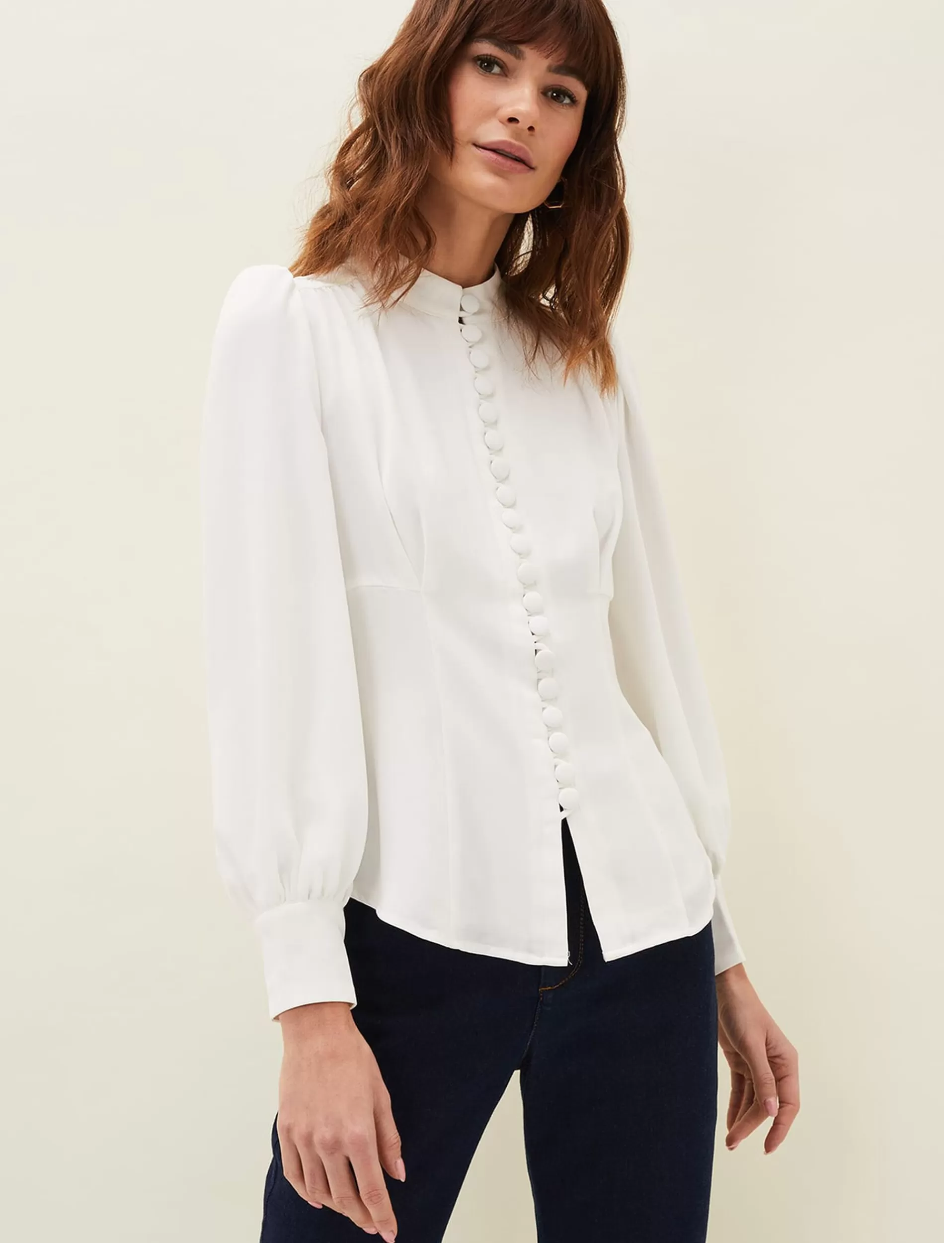 Phase Eight Alix Button Blouse Ivory Cheap