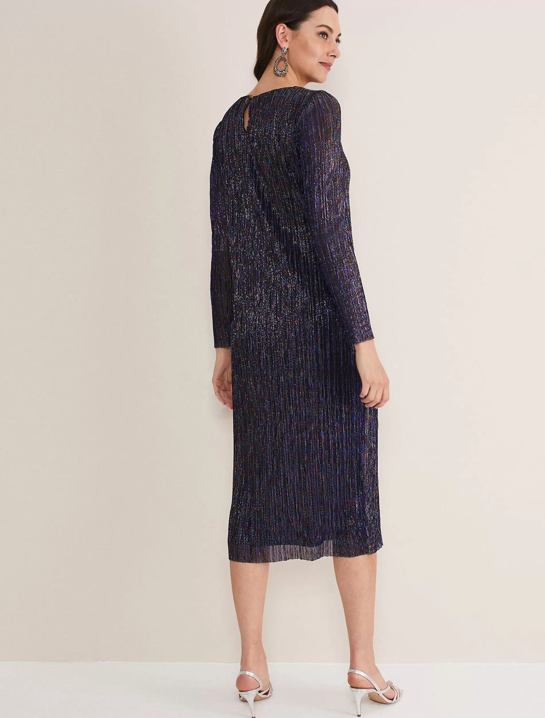Phase Eight Alix Plisse Dress Purple Discount