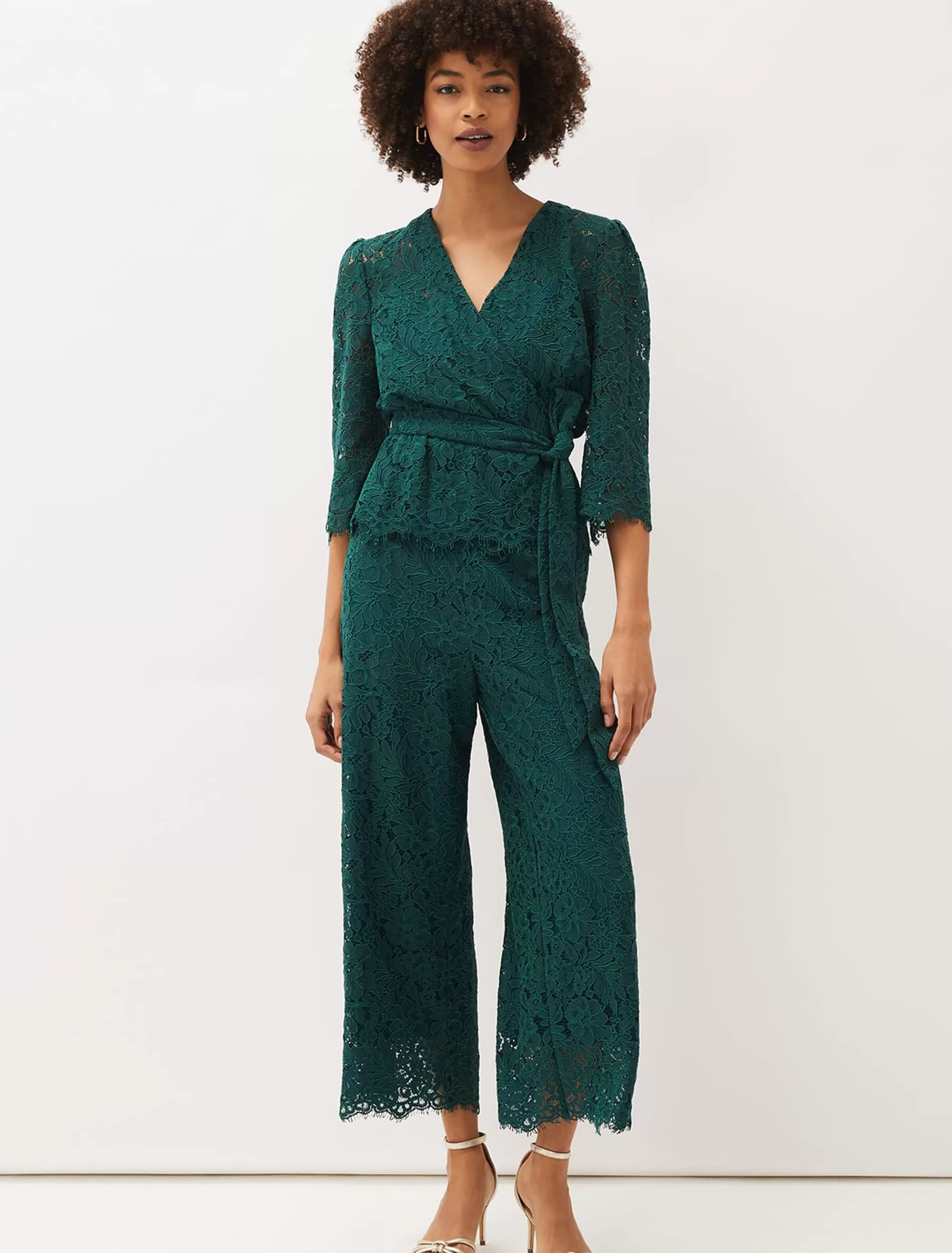 Phase Eight Aliza Lace Co-Ord Trousers Pine Hot