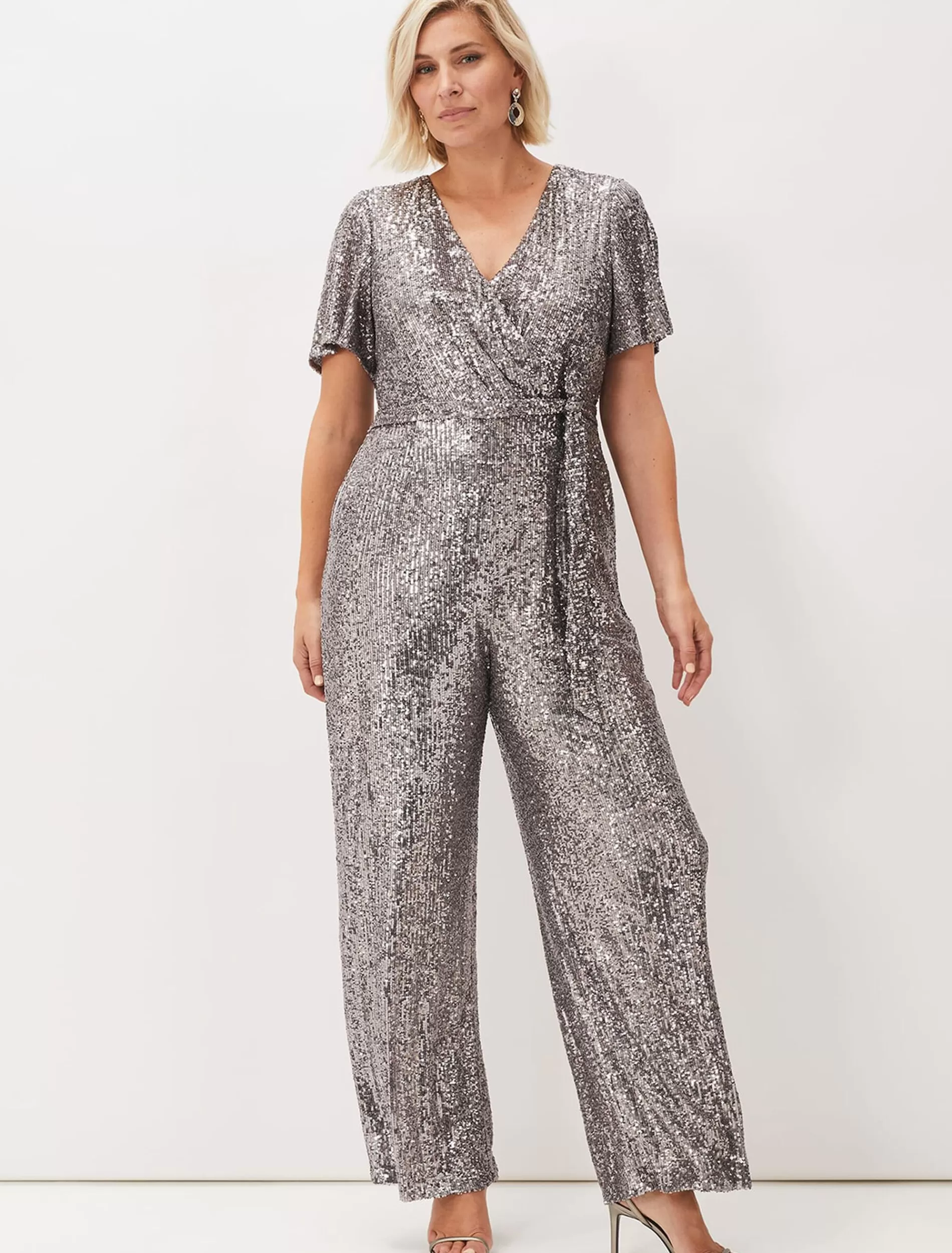 Phase Eight Allesandra Sequin Jumpsuit Pewter Cheap