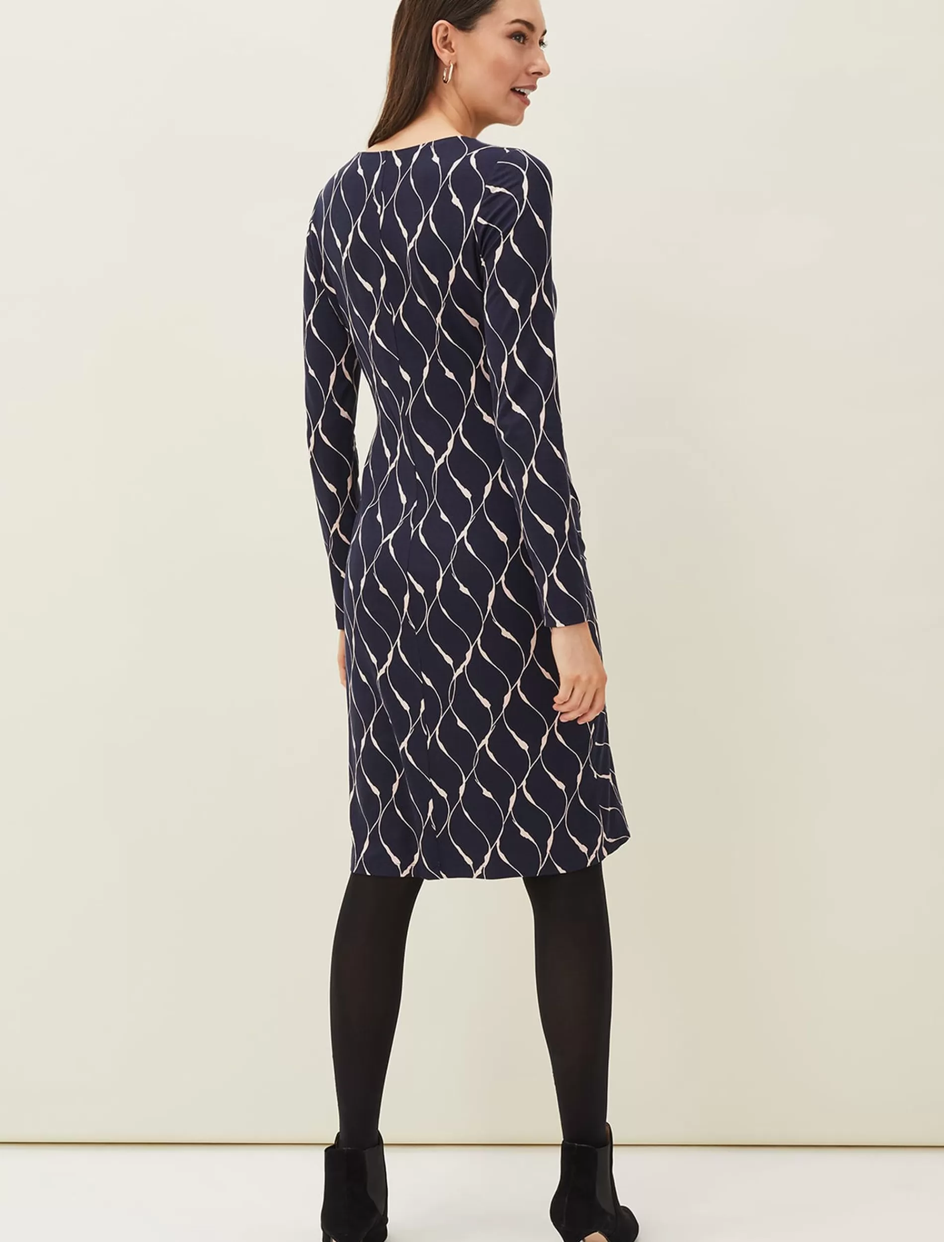 Phase Eight Ally Abstract Print Dress Navy Best