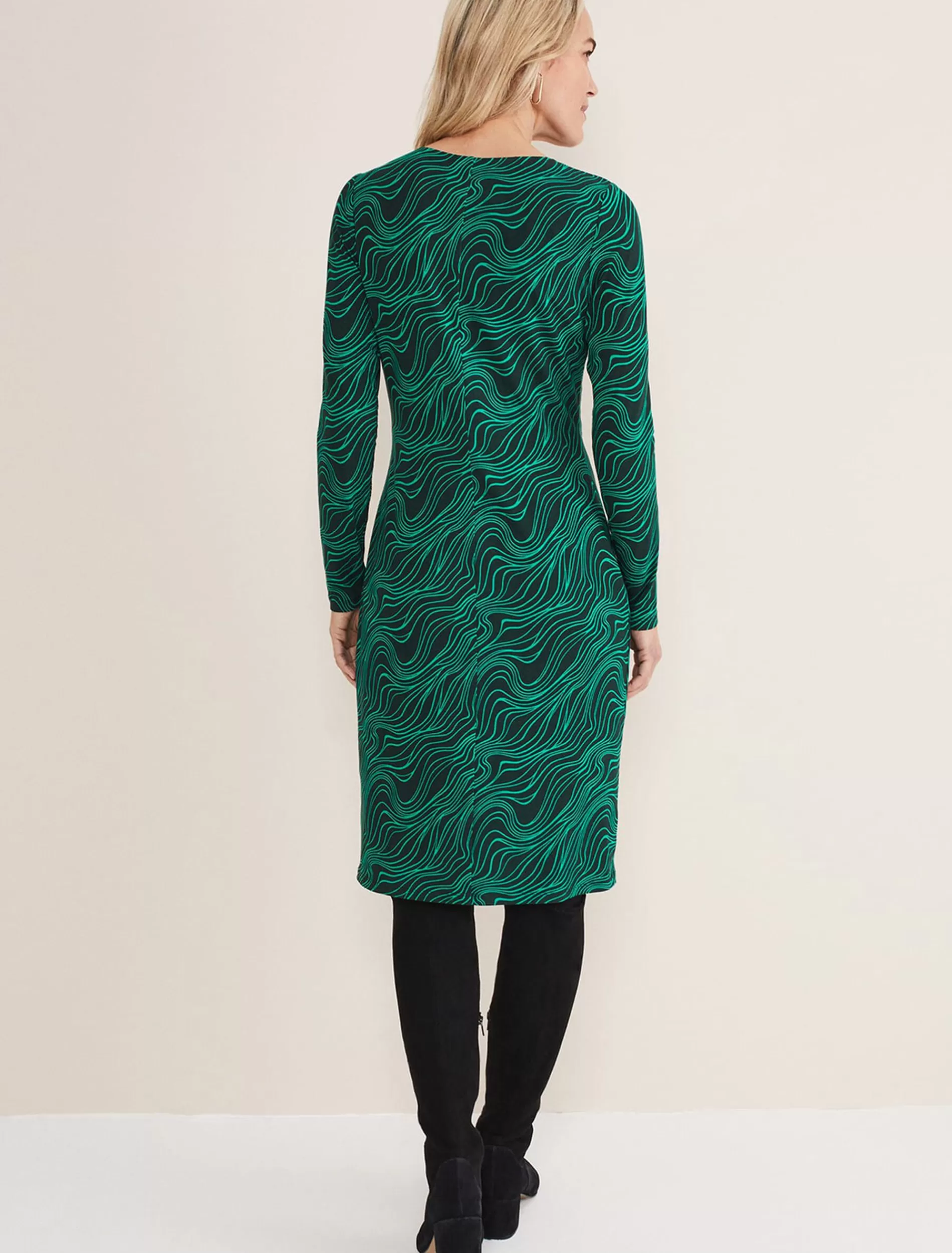 Phase Eight Ally Swirl Midi Dress Green/Black Shop