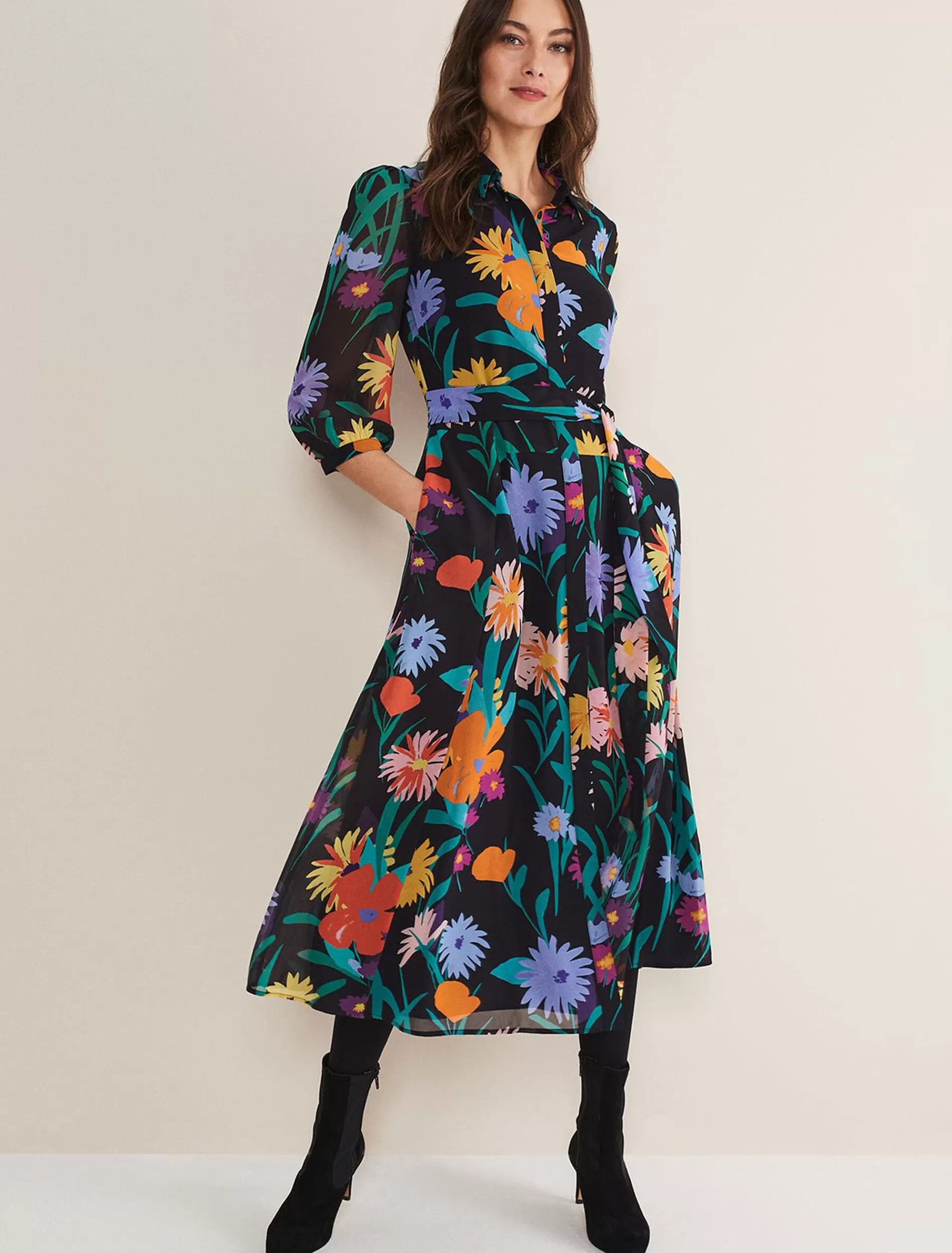 Phase Eight Alta Floral Midaxi Dress Black/Multi Outlet