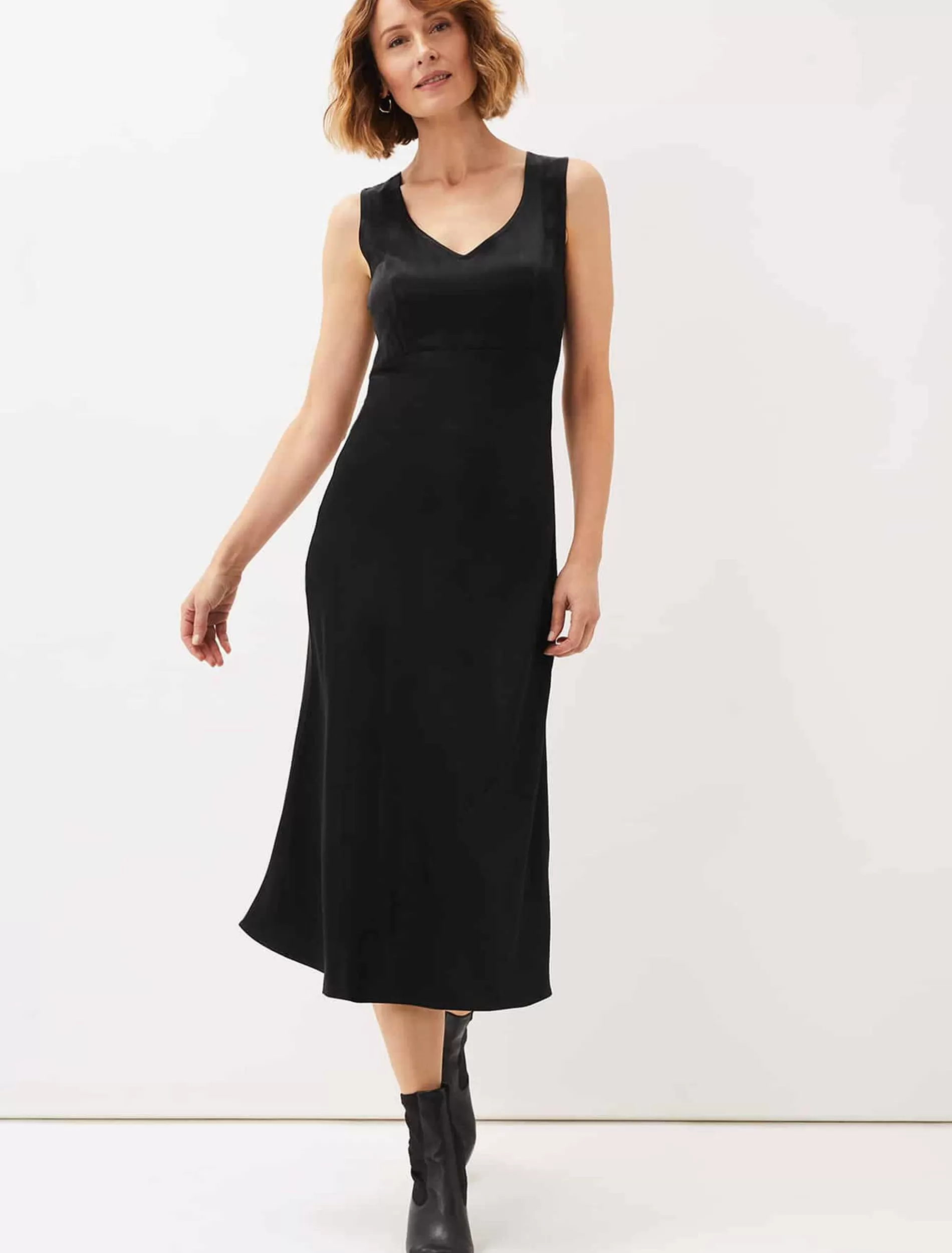 Phase Eight Amabella Sleeveless Satin Midi Dress Black Store
