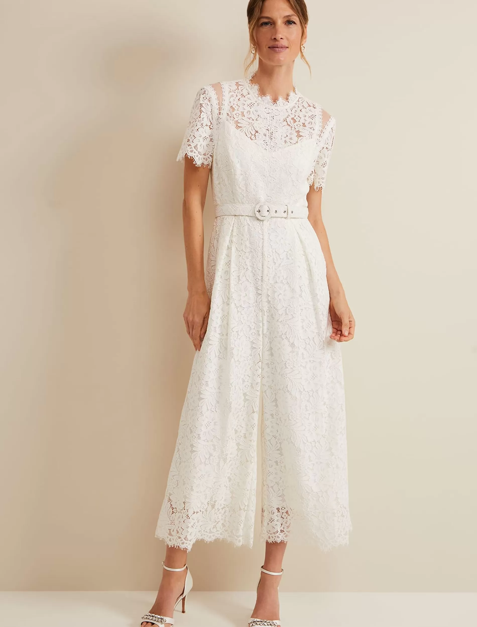 Phase Eight Amaliah Lace Jumpsuit Ivory Hot