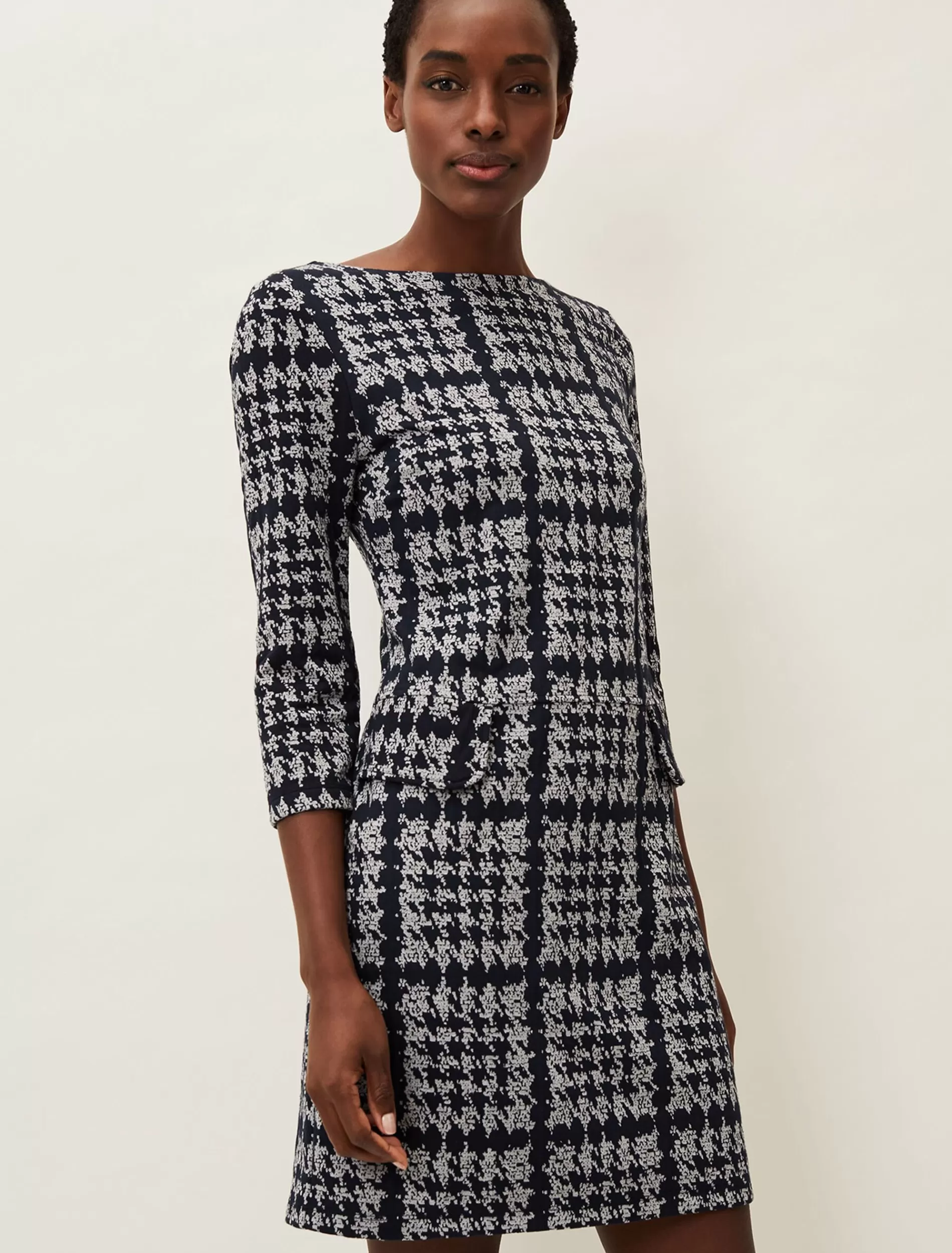 Phase Eight Amani Houndstooth Check Tunic Dress Navy/Grey New