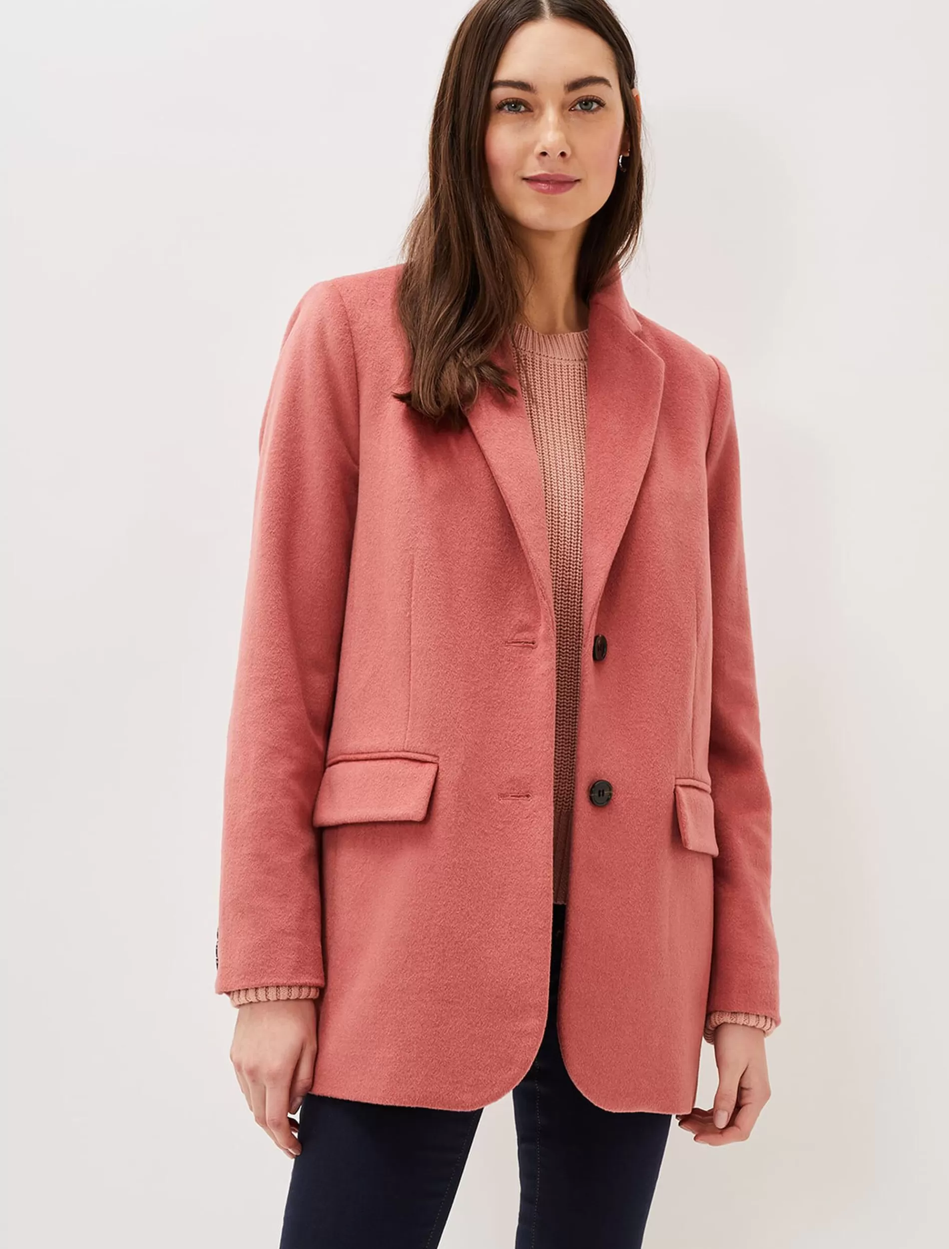 Phase Eight Amara Wool Coat Dark Coral Clearance