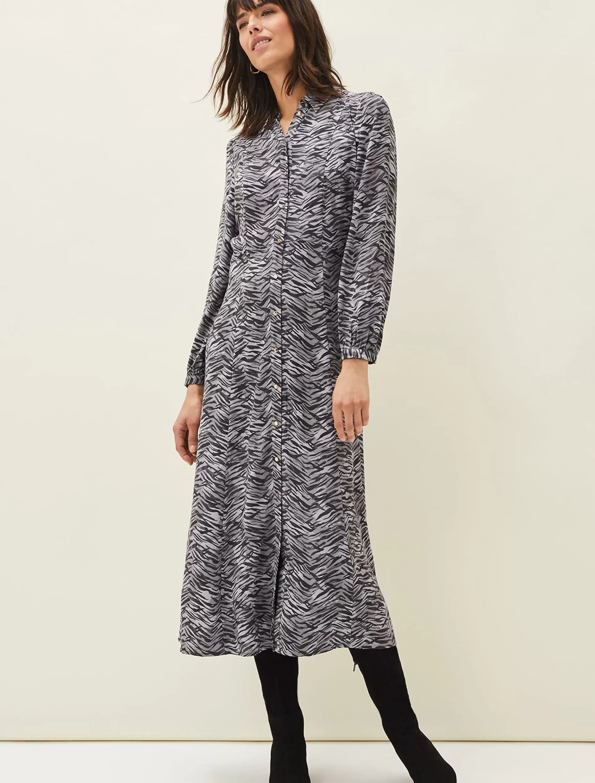 Phase Eight Amari Zebra Print Midaxi Dress Multi-Coloured Best
