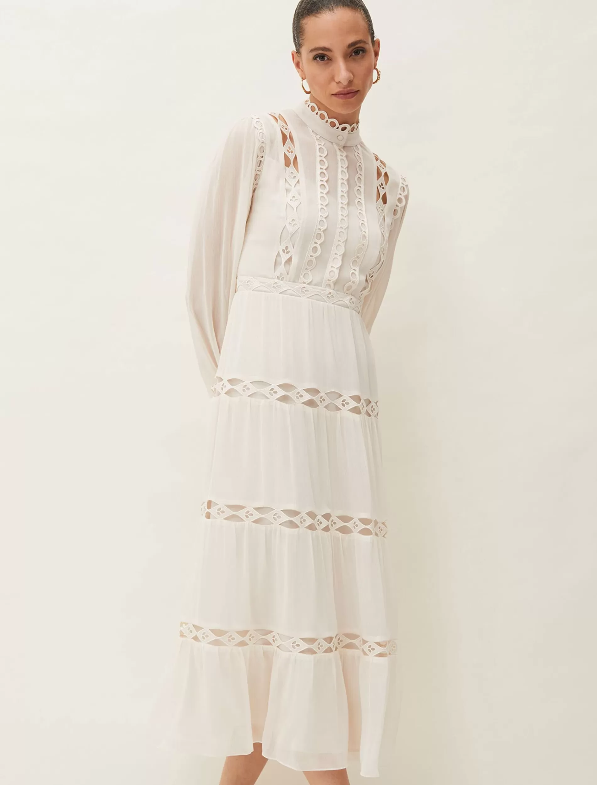 Phase Eight Amberlee Cutwork Midi Dress Parchment Shop