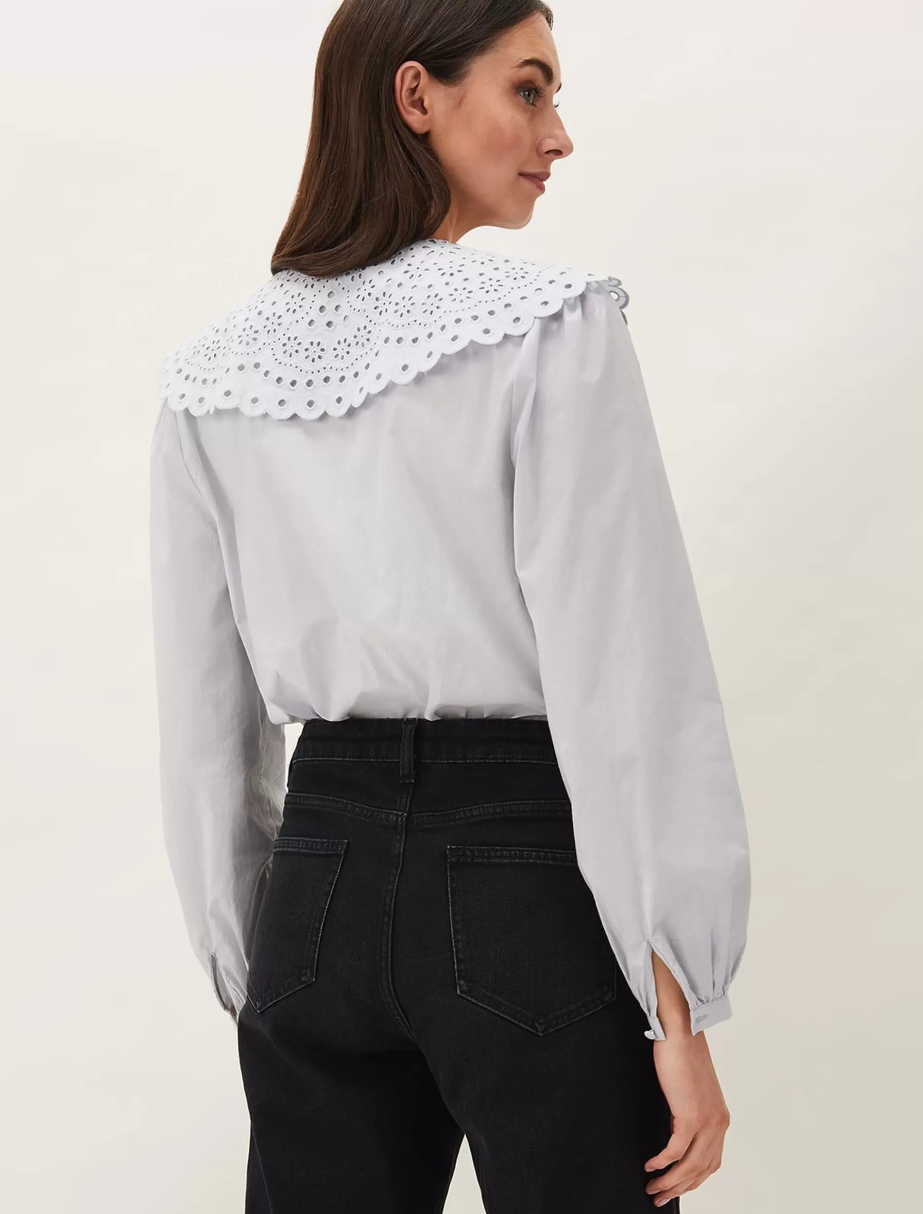 Phase Eight Amelia Oversized Embroidered Collar Blouse Soft Blue Outlet