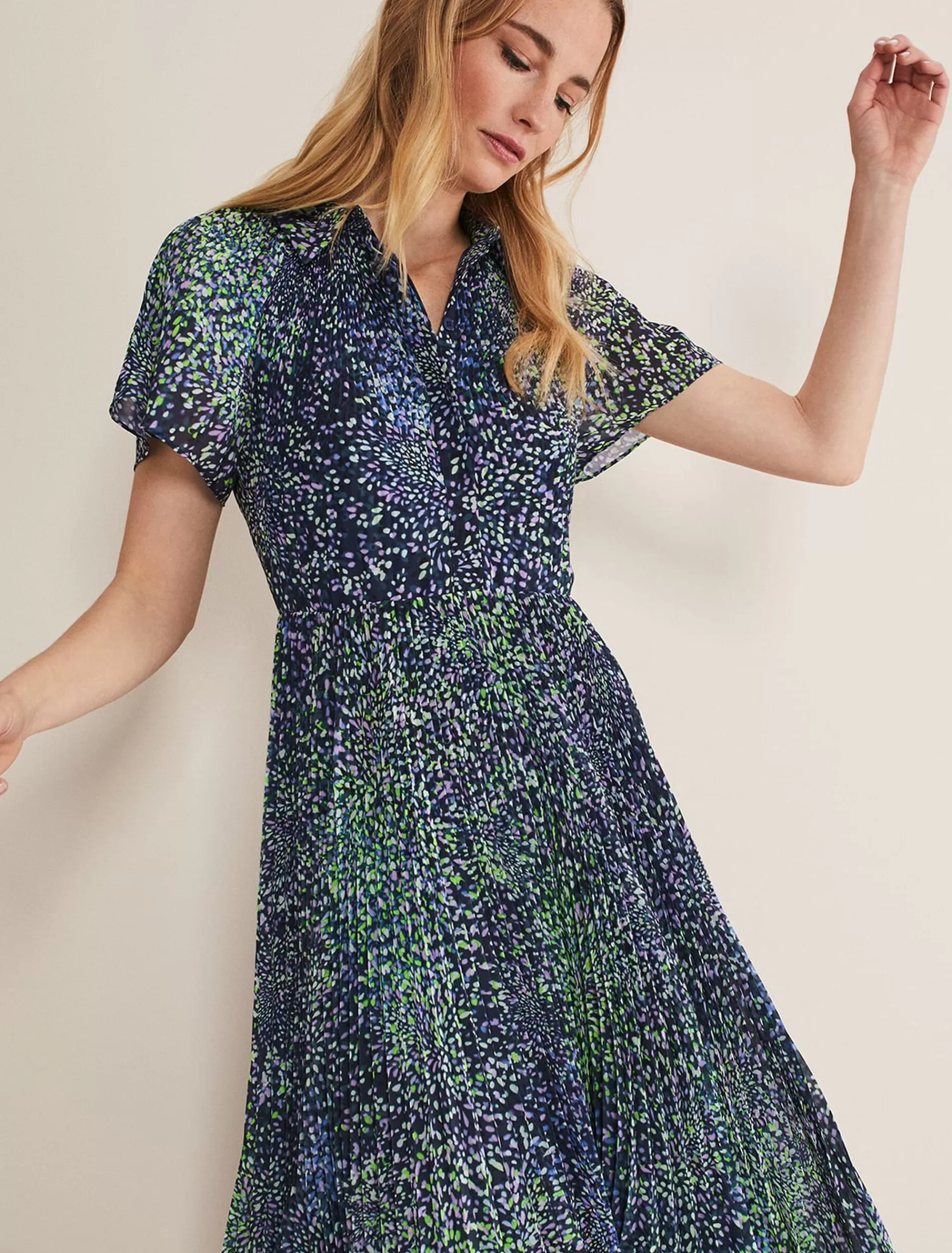 Phase Eight Amelia Petal Shirt Dress Navy/Multi Flash Sale