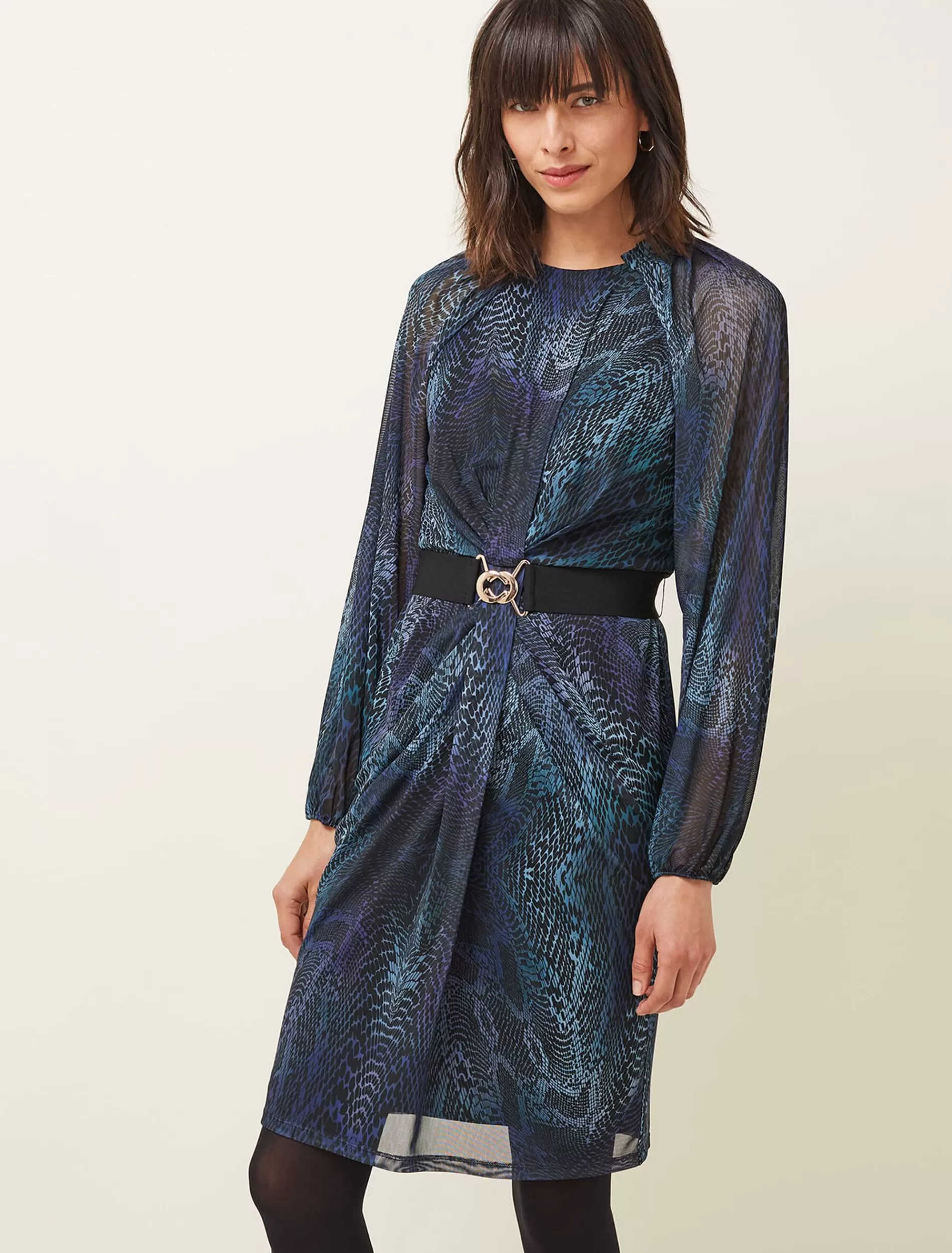 Phase Eight Amelie Snake Print Dress Teal/Black Fashion