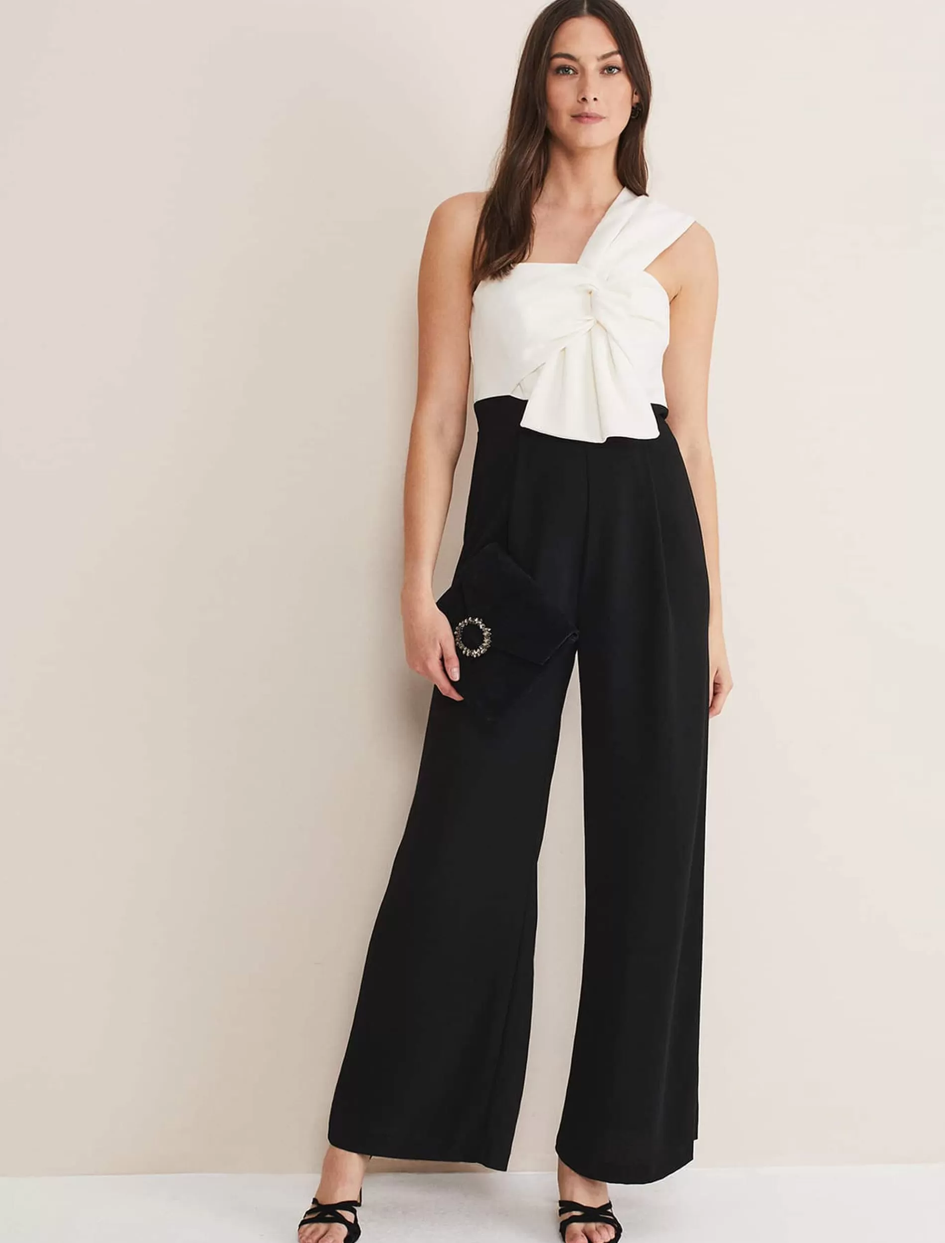 Phase Eight Amethyst Bandeau Jumpsuit Oyster/Black Shop