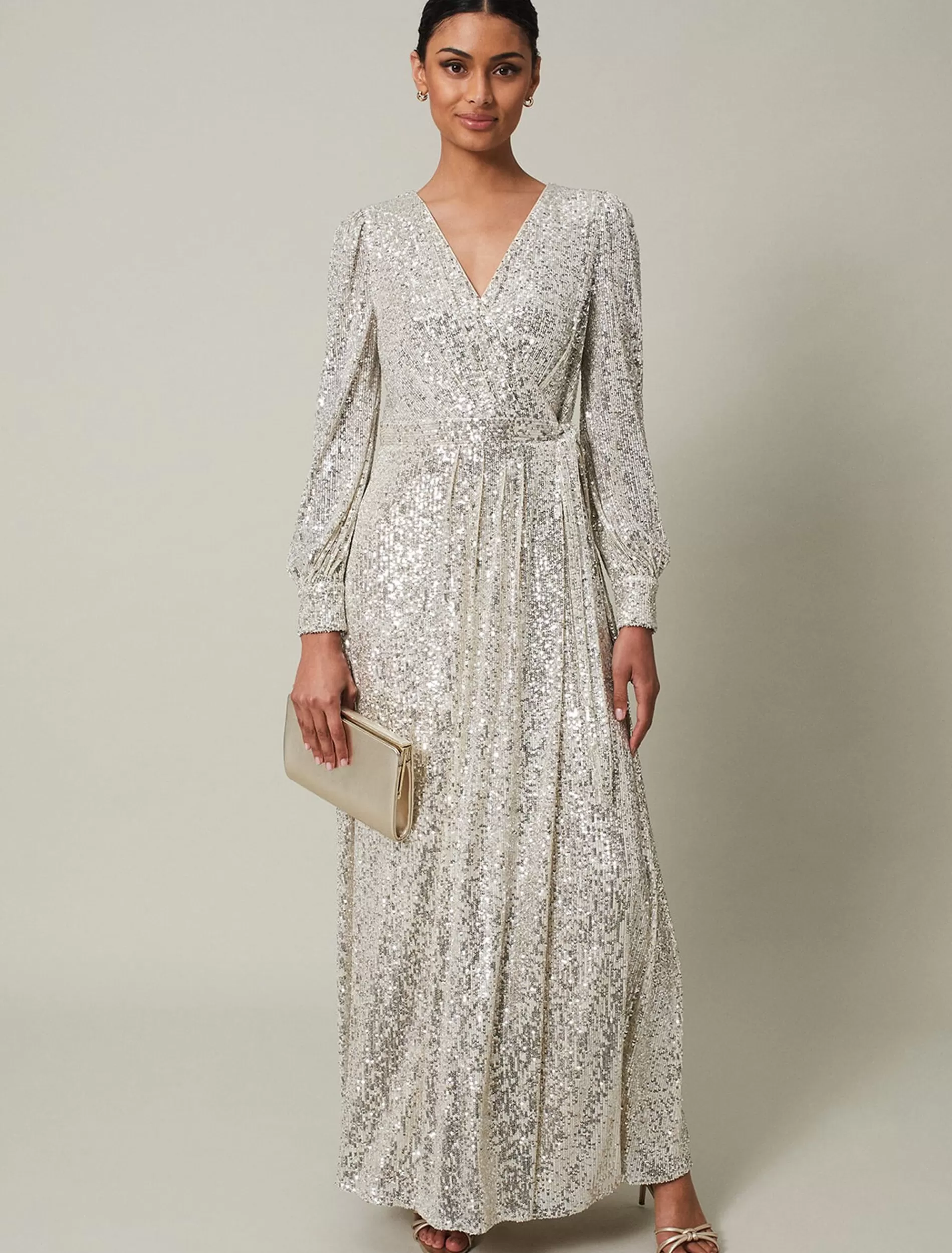 Phase Eight Amily Sequin Maxi Dress Silver Online