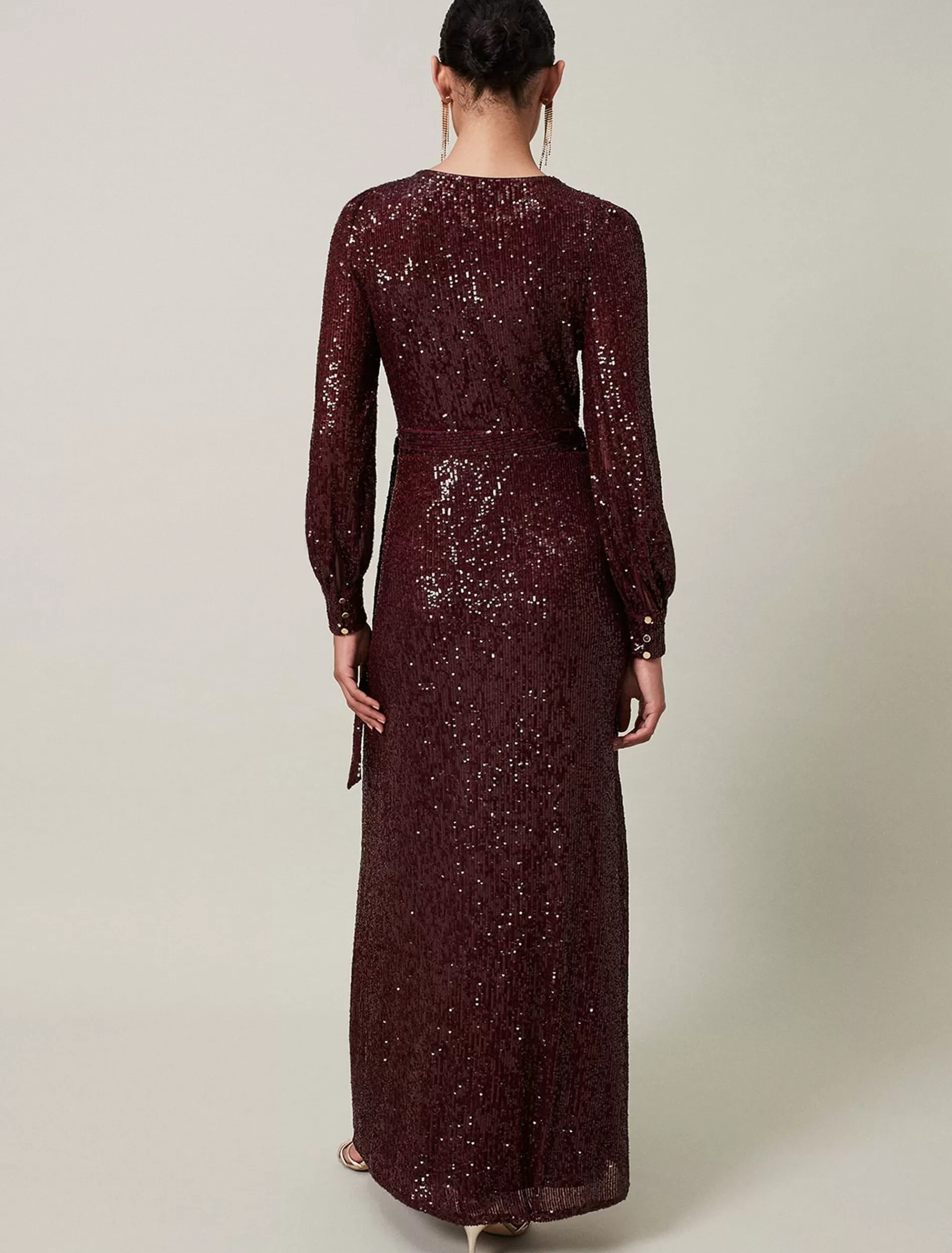Phase Eight Amily Sequin Maxi Dress Oxblood New