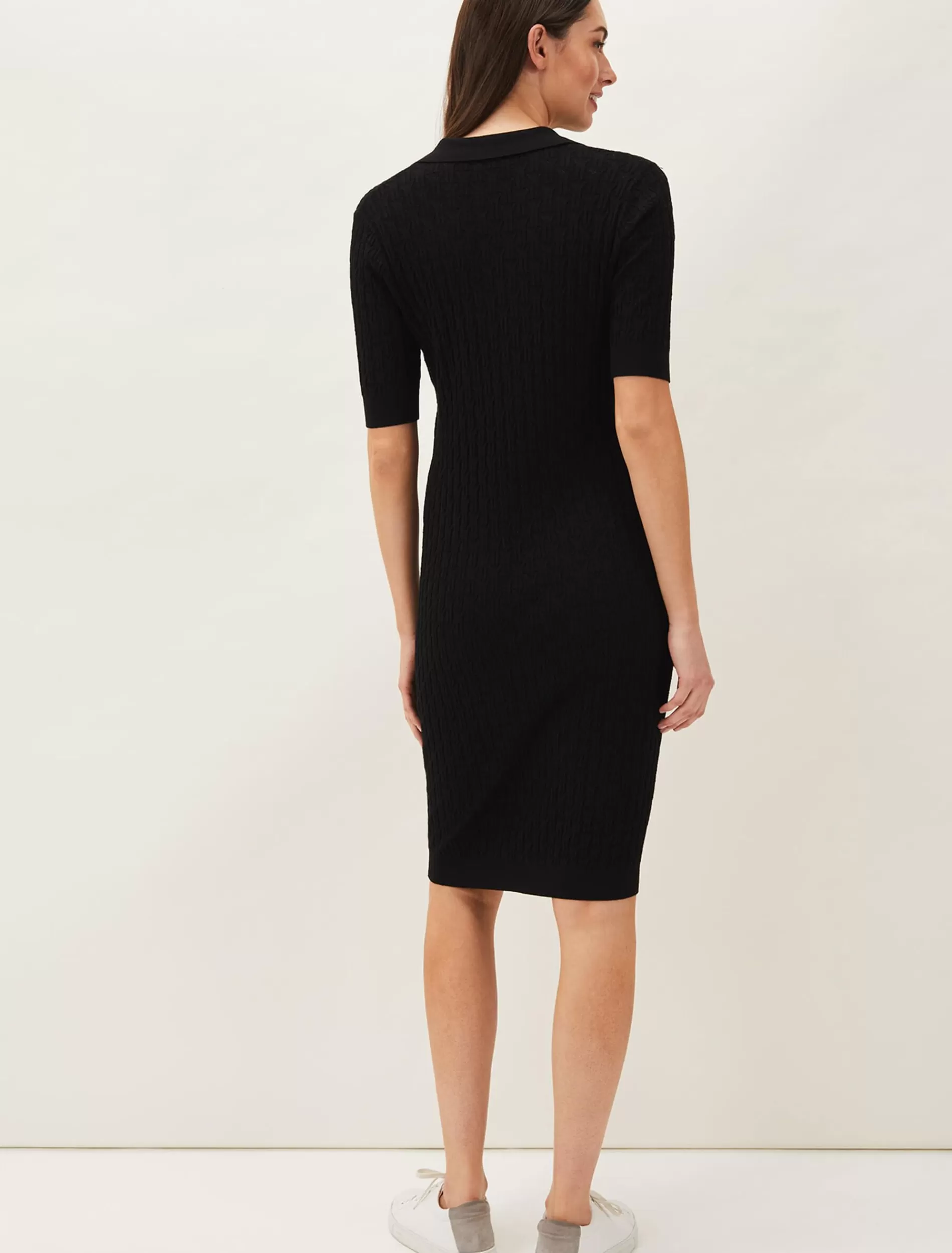 Phase Eight Analise Ribbed Knit Dress Black Discount