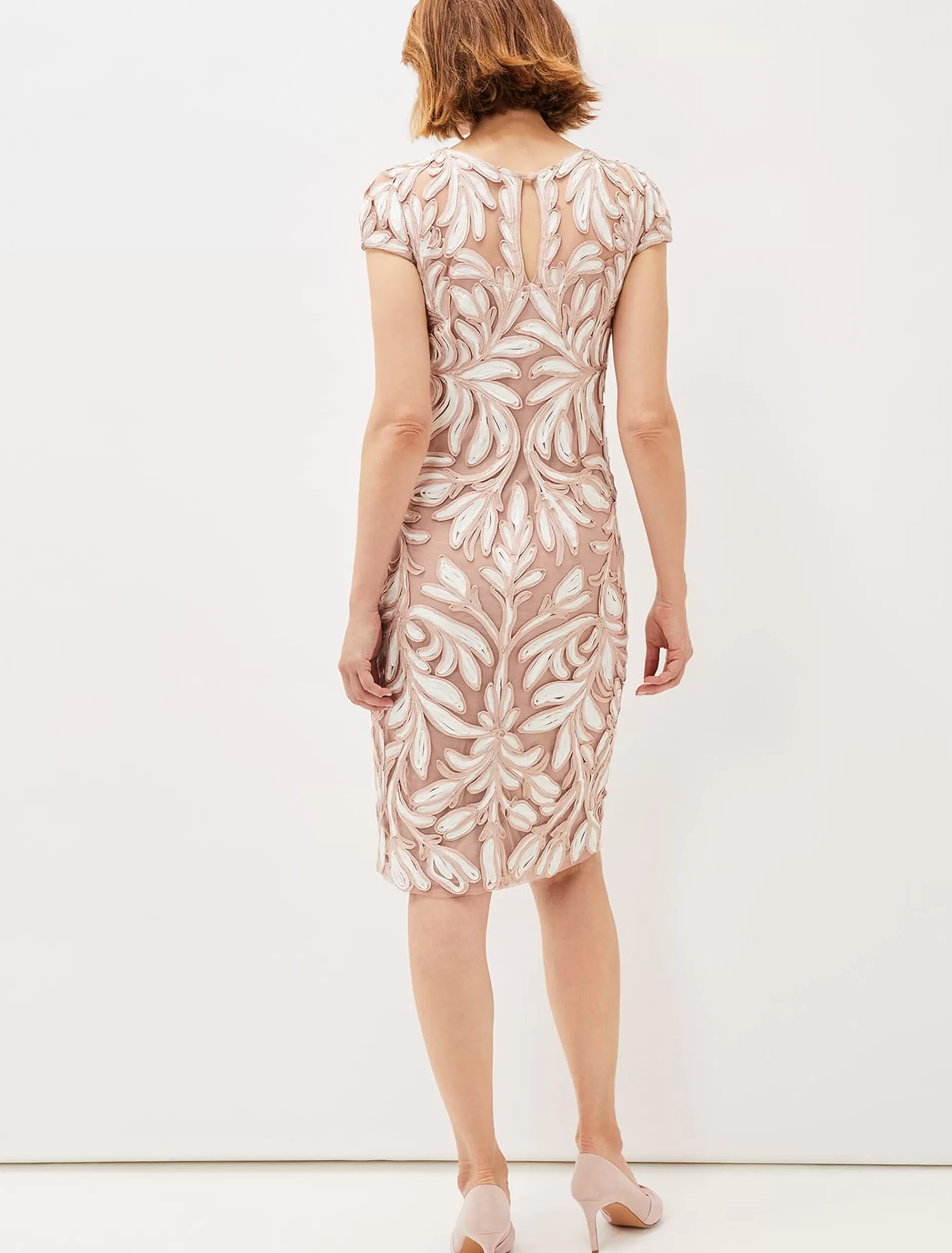 Phase Eight Anastasia Tapework Lace Dress Antique Rose Flash Sale
