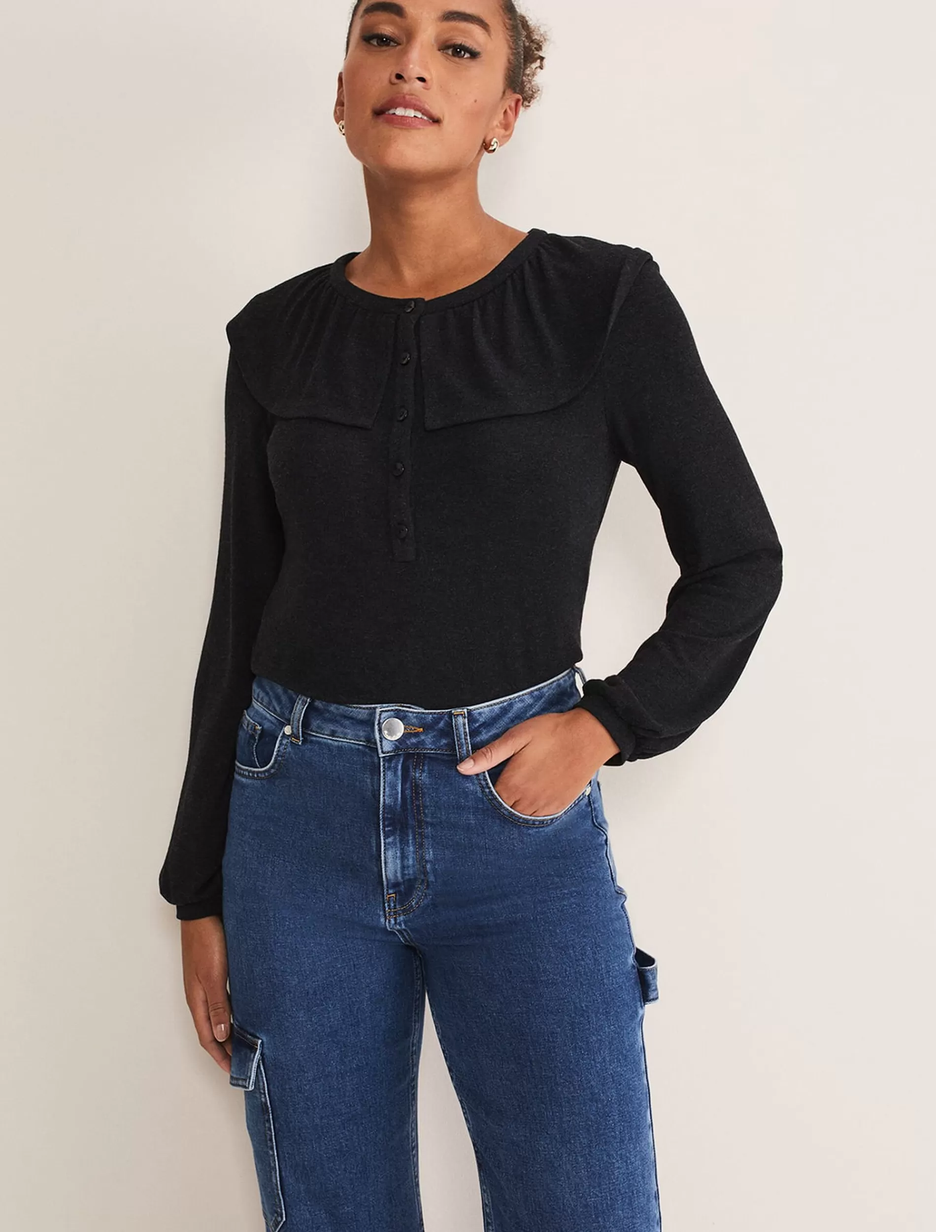 Phase Eight Anda Frill Detail Bor Top Charcoal Best