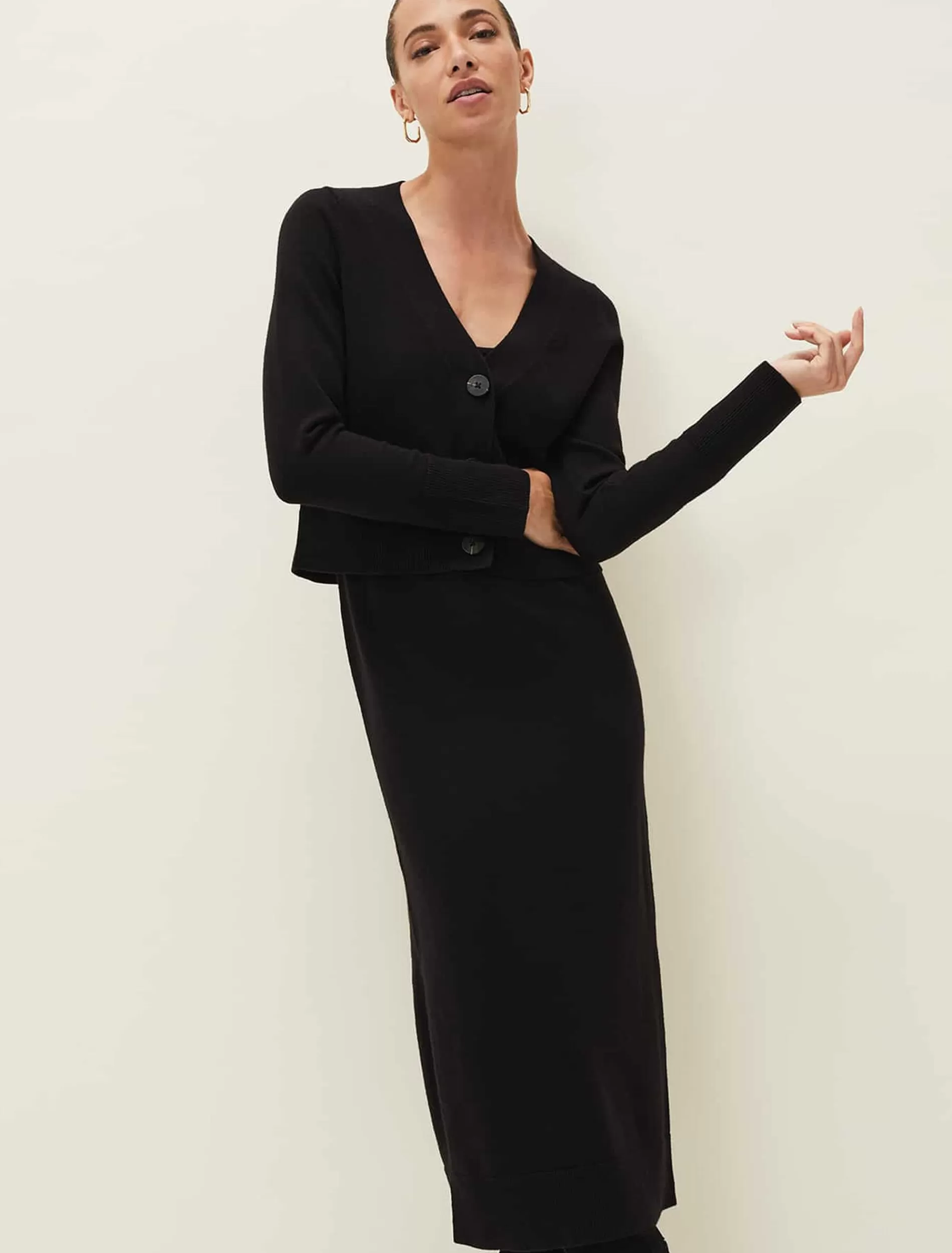 Phase Eight Anja Knitted Dress And Cardigan Co-Ord Black New